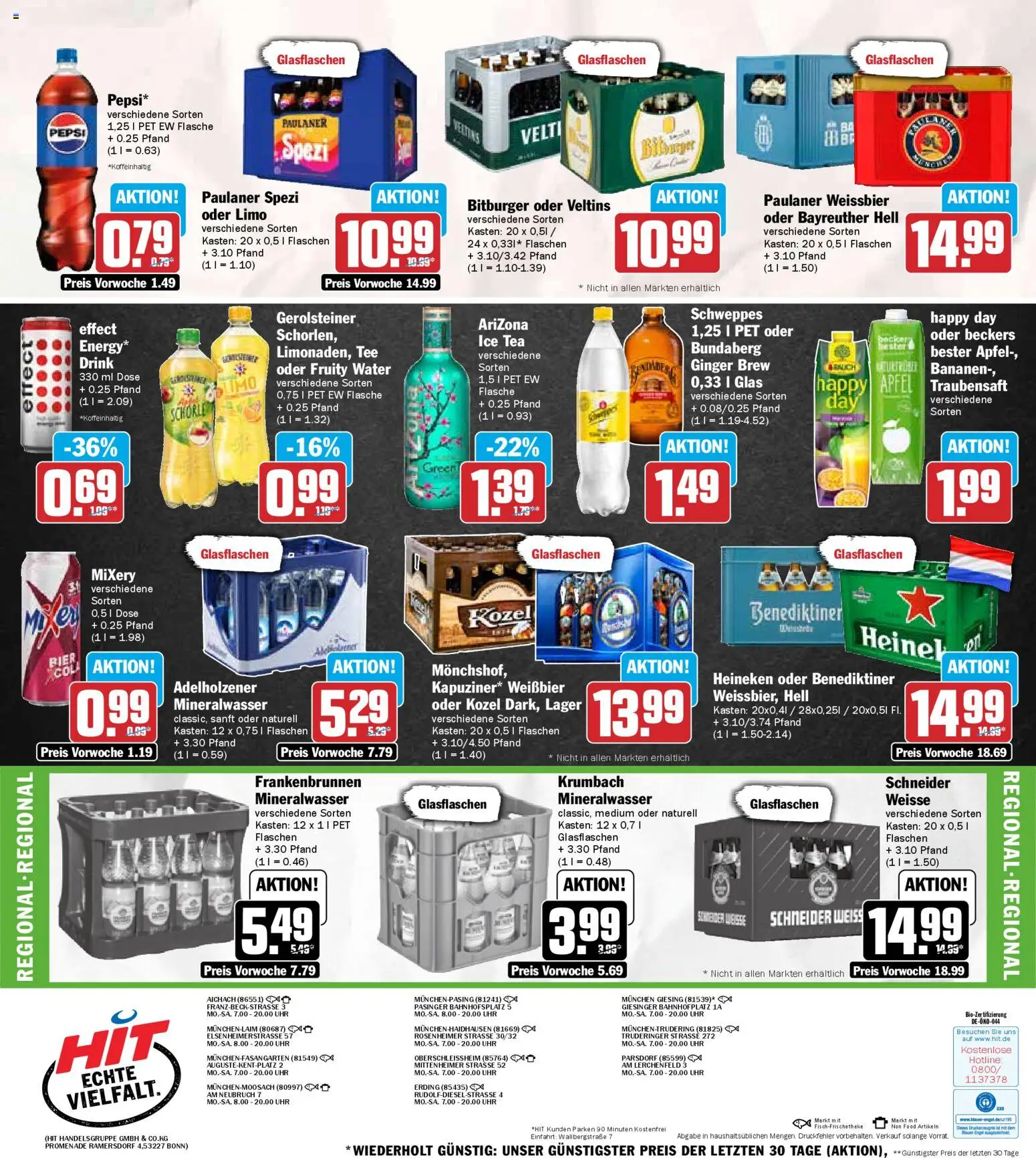 HIT Bayern – gültig ab 12.01.2026 | Seite: 19 | Produkte: Adelholzener, Bananen, Mixery, Veltins