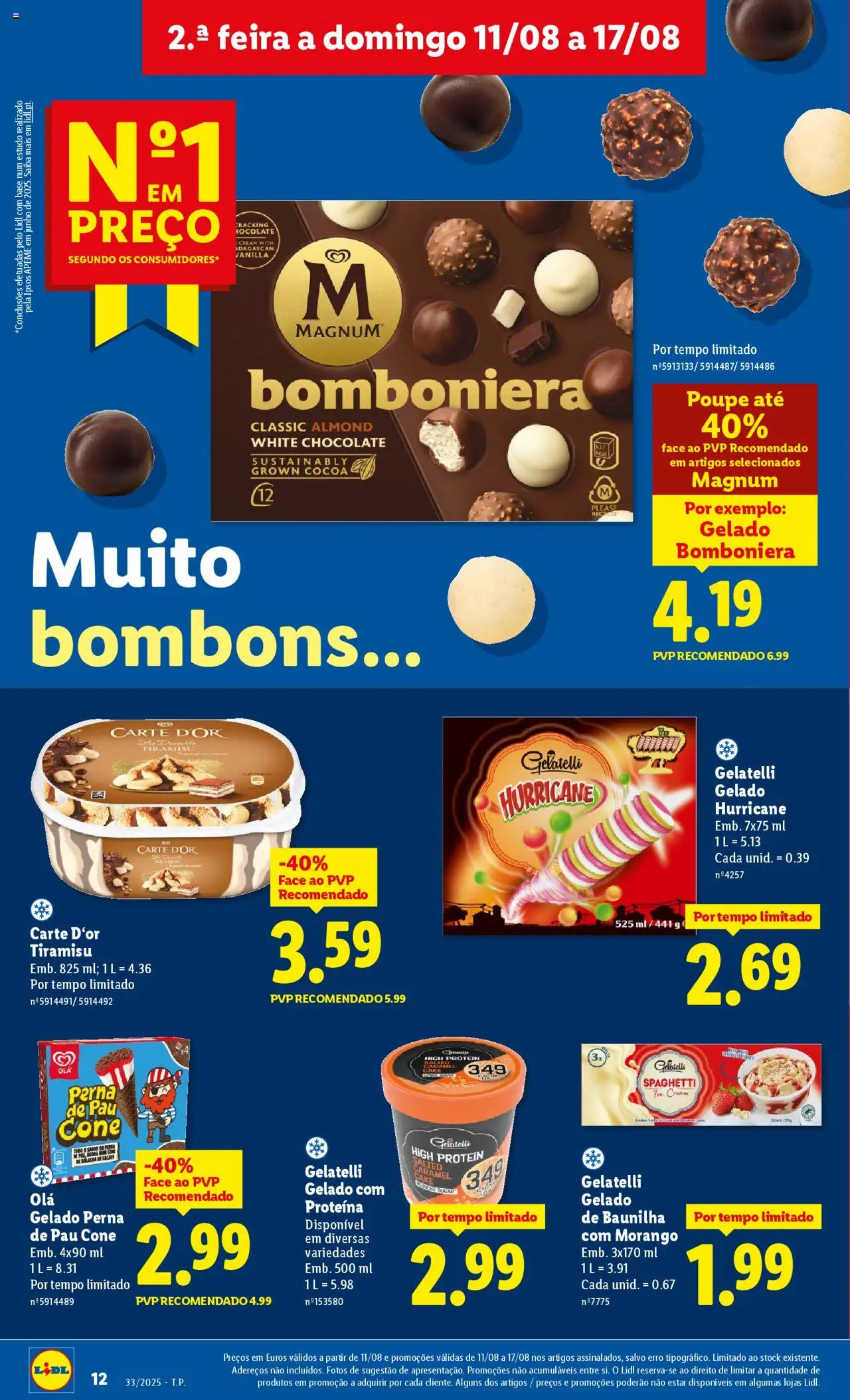 Lidl folheto │ válido de 11.08.2025 | Página: 12 | Produtos: Base, Gelado, Chocolate, Proteina