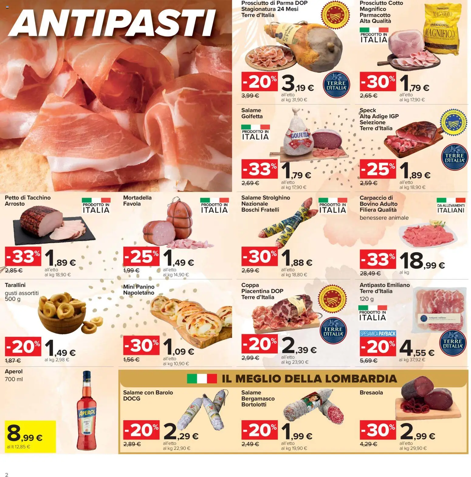 Volantino Carrefour del 24.03.2026 | Pagina: 2 | Prodotti: Prosciutto di Parma, Bresaola, Prosciutto, Mortadella