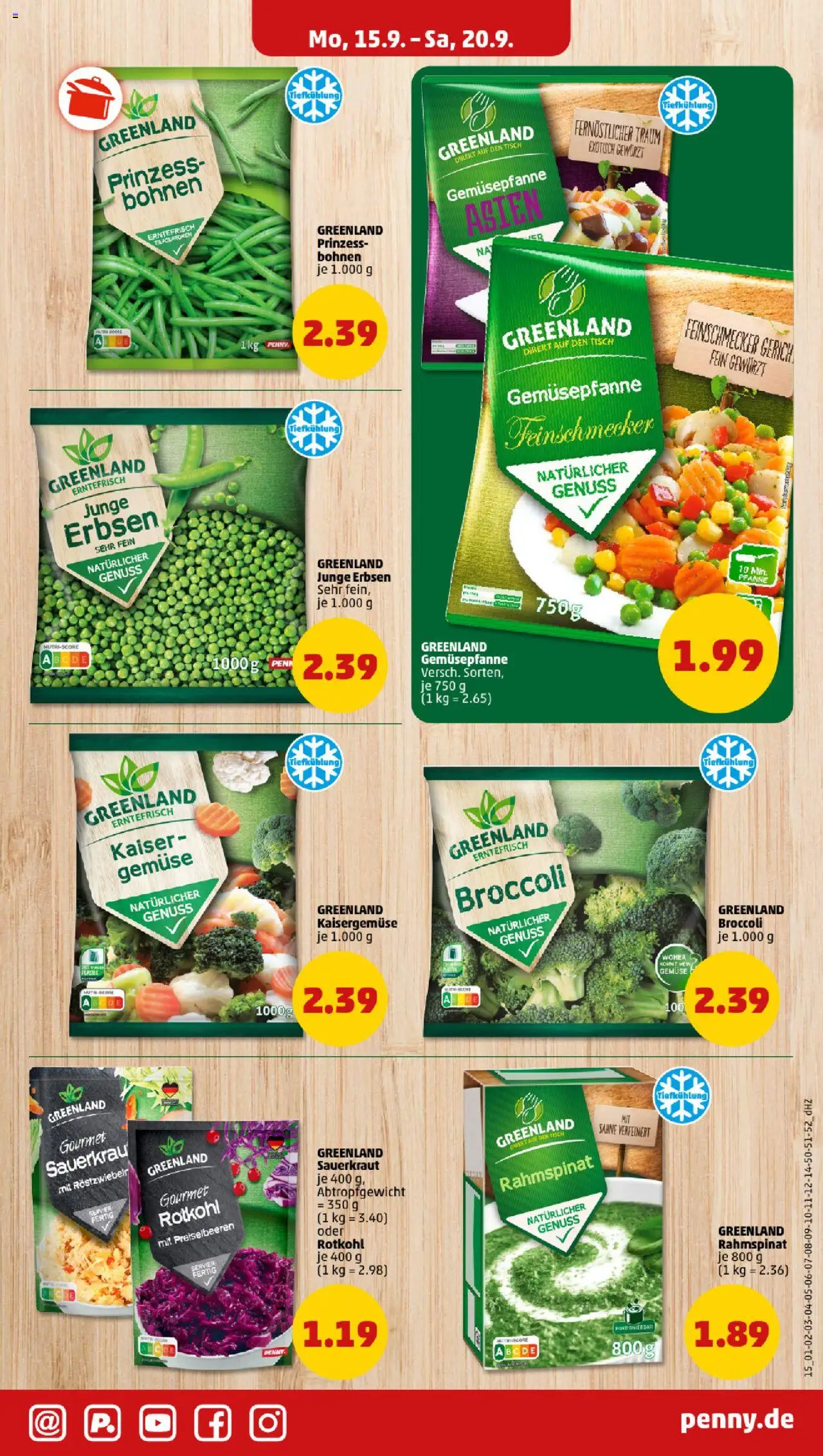 Penny Prospekt 	 – gültig ab 15.09.2025 | Seite: 15 | Produkte: Tisch, Gemüse, Sahne, Erbsen