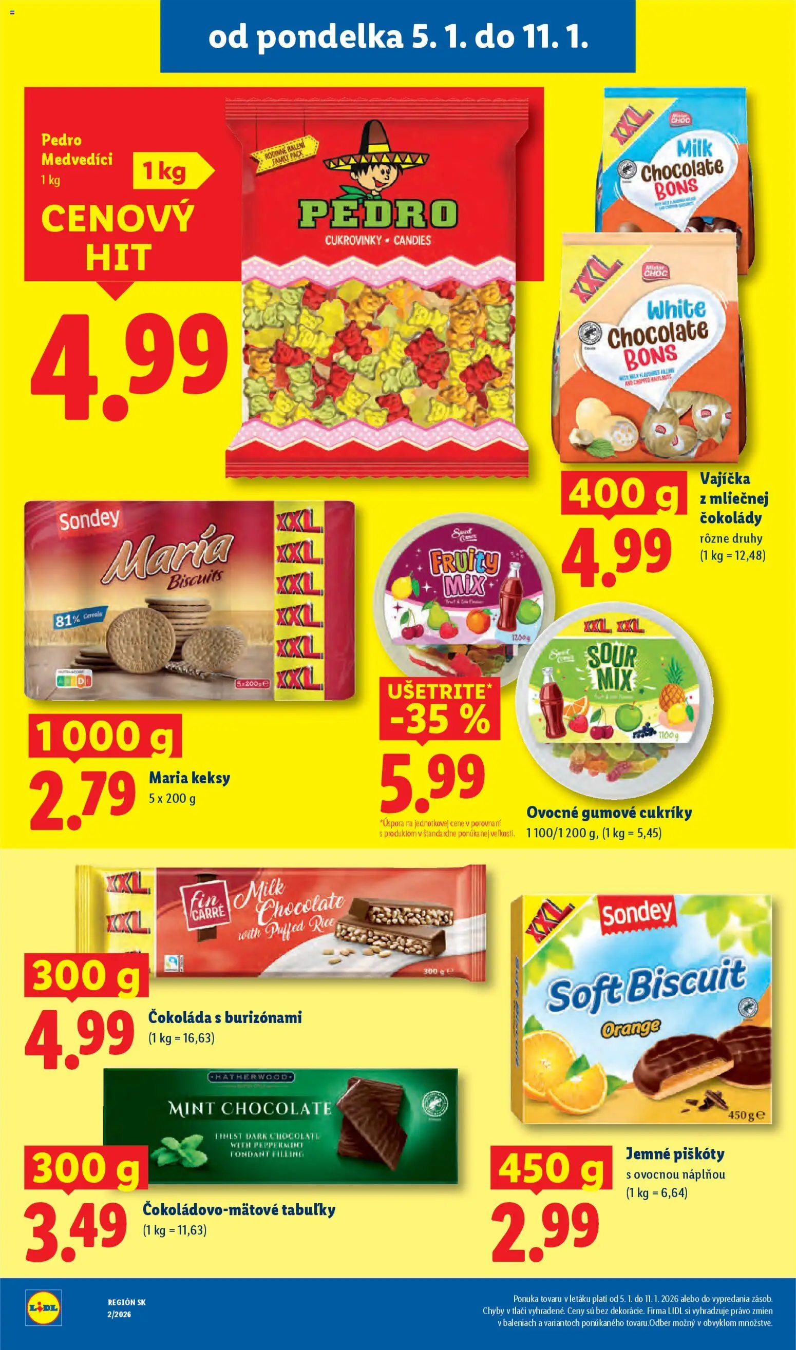 Nové Lidl akcie – leták je platný od 05.01.2026 | Strana: 34 | Produkty: Čokoláda, Cukríky, Keksy