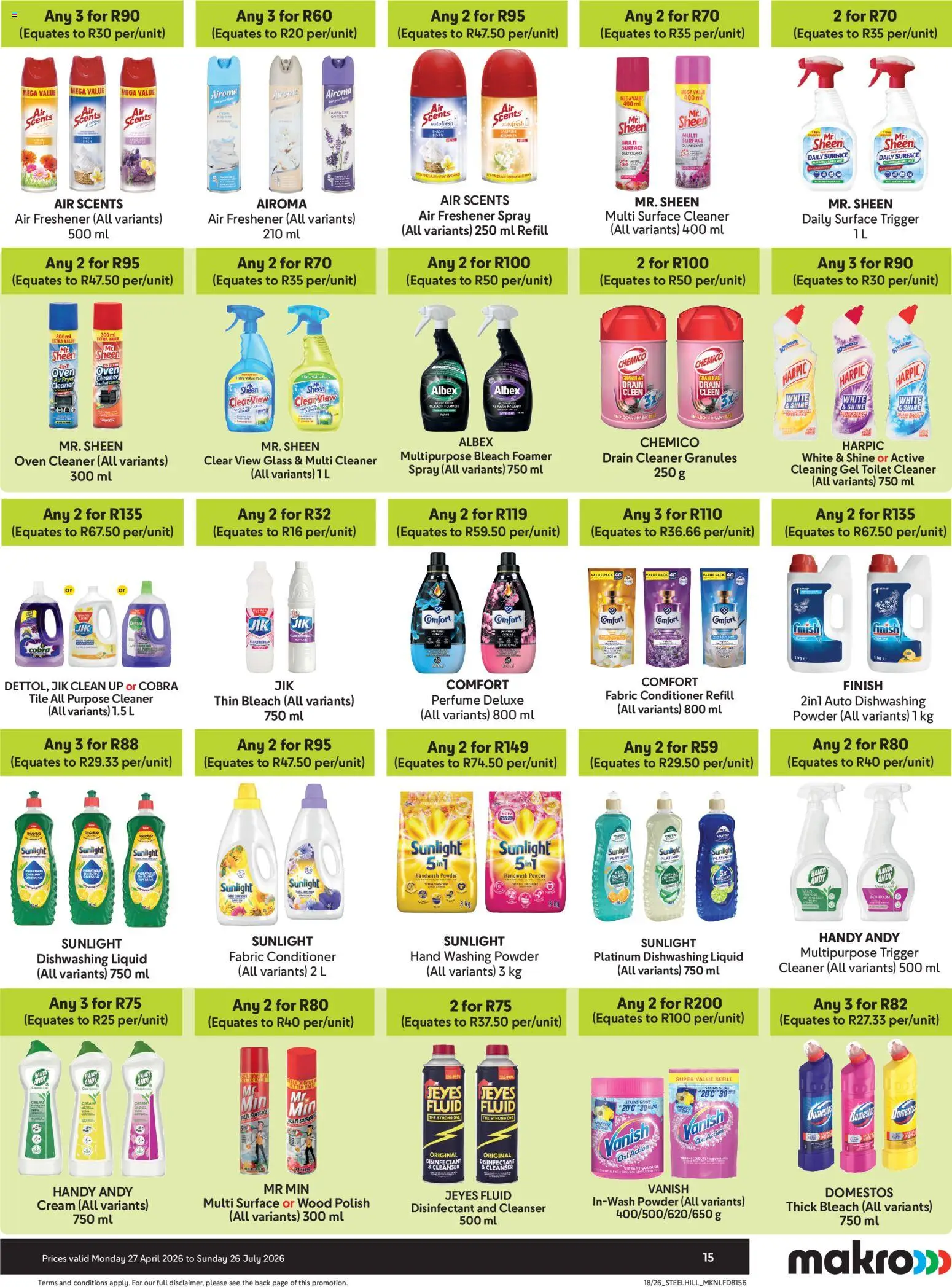 New Makro catalogue – valid from 27.04.2026 | Page: 15 | Products: Handwash, Fryer, Bleach, Conditioner