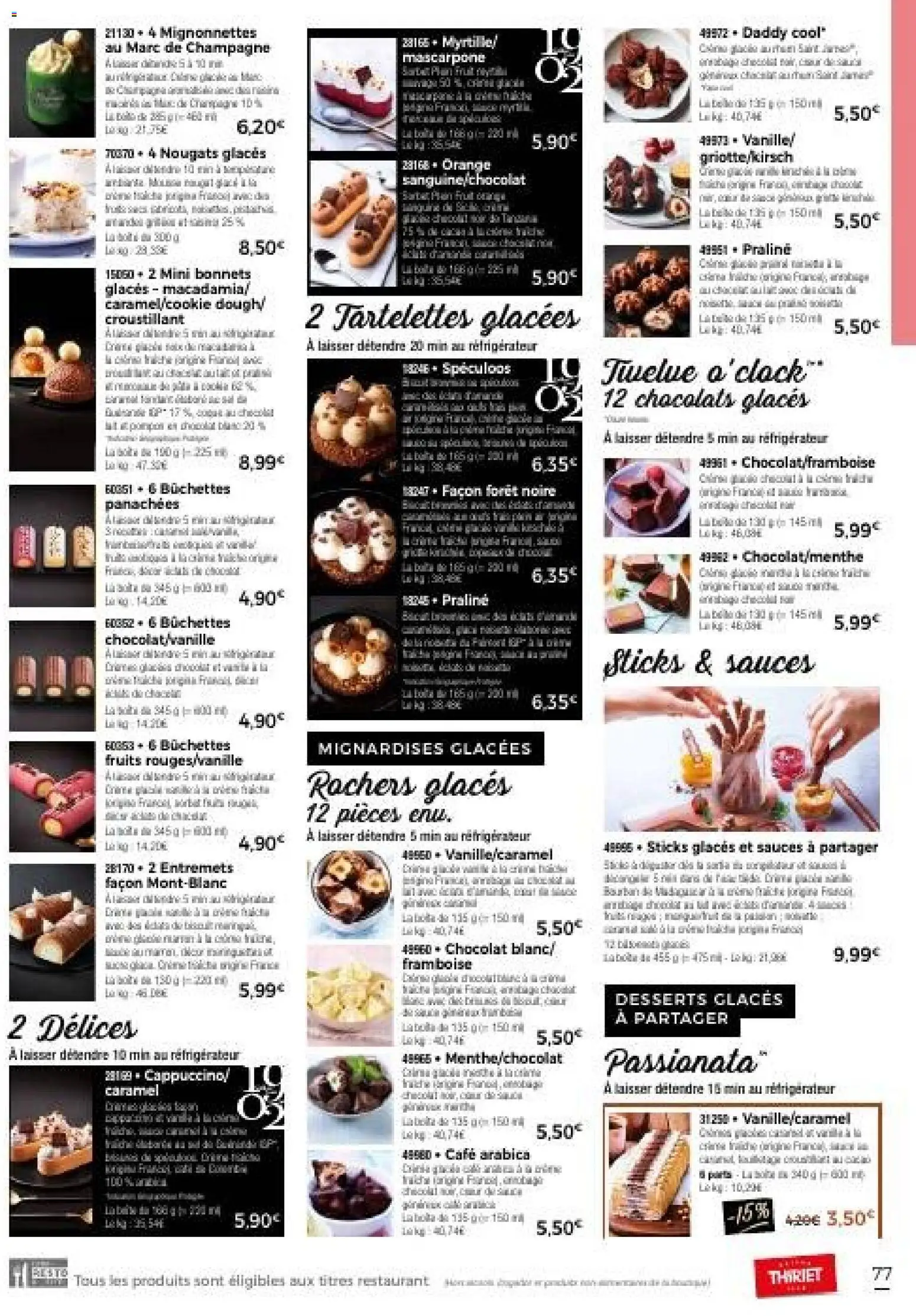 {H1} | Page: 77 | Produits: Glaces, Orange, Réfrigérateur, Mascarpone