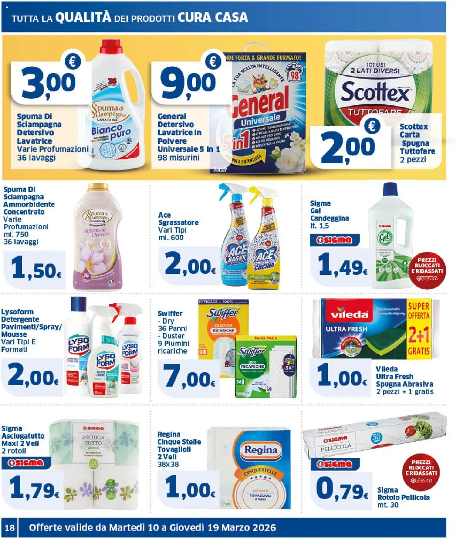 Volantino SIGMA del 10.03.2026 | Pagina: 18 | Prodotti: Detergente, Lavatrice, Pellicola, Bagno