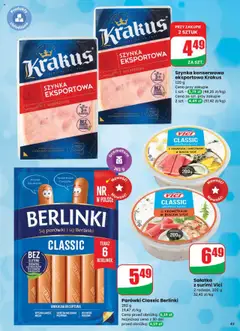 Sałatka z surimi Vici, 2 rodzaje, 200 g od 17.09.2025 | Strona: 43 | Produkty: Surimi, Parówki, Szynka, Bułka