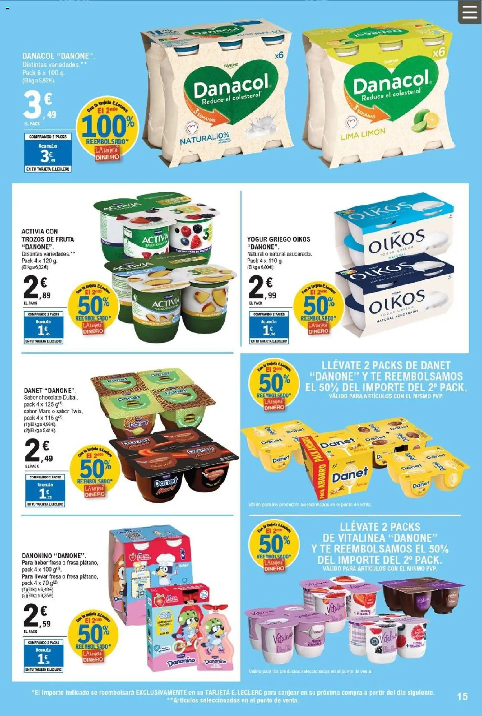 E.Leclerc folleto │ válido desde el 11.03.2026 | Página: 15 | Productos: Lima, Yogur, Chocolate, Μαγειρική εστία