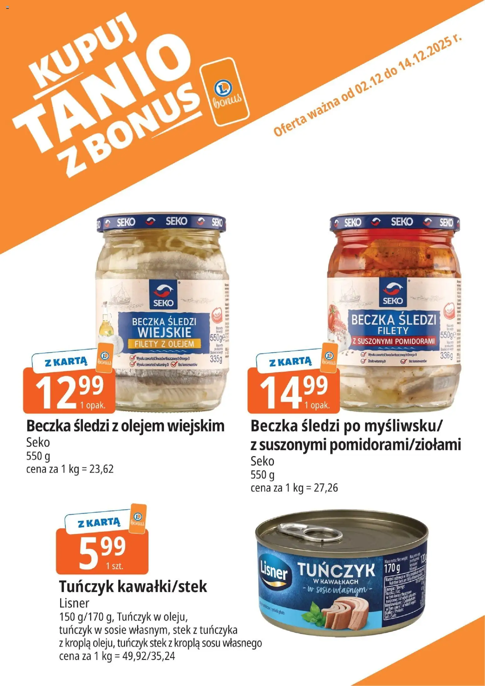 E.Leclerc Gazetka - Tychy kupony dodatkowe od 02.12.2025 | Strona: 12 | Produkty: Karta, Stek z tuńczyka, Tuńczyk, Sól