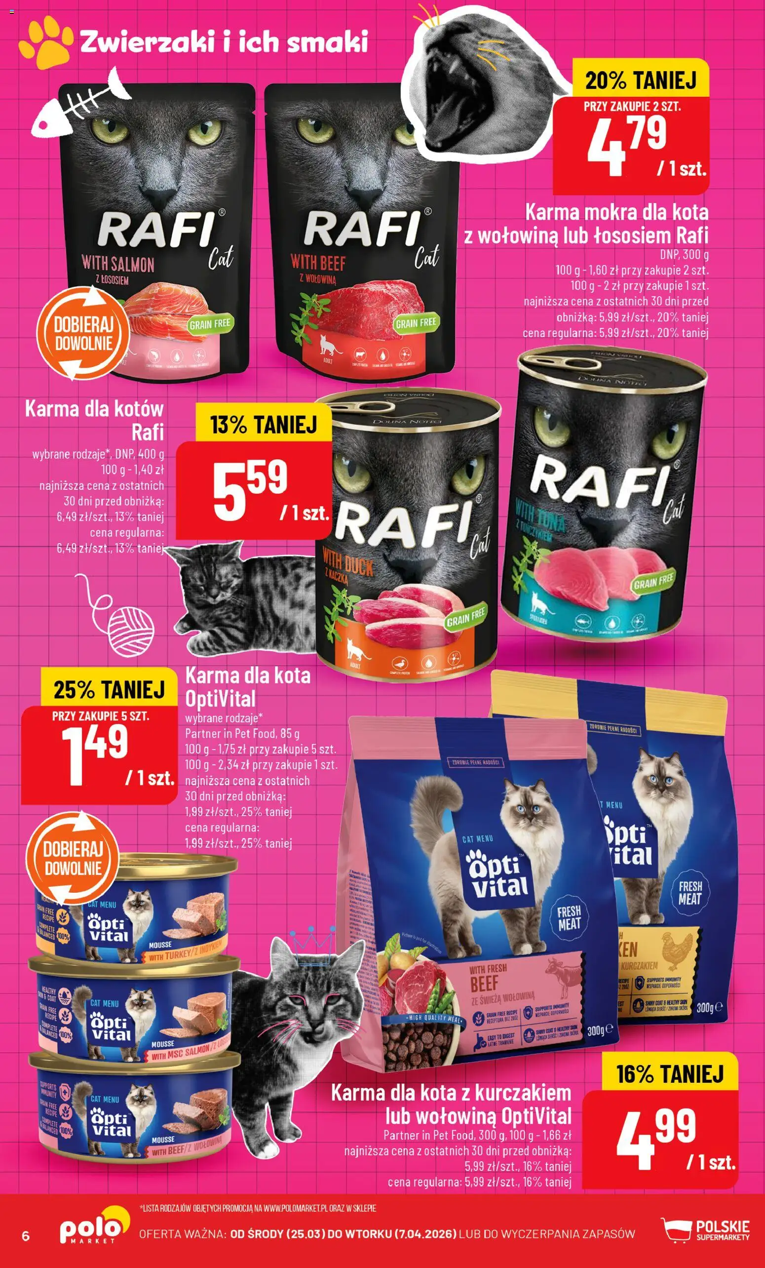 POLOmarket gazetka - Zwierzaki i ich smaki od 25.03.2026 | Strona: 6 | Produkty: Karma mokra dla kota, Kaczka, Karma dla kotów, Karma dla kota