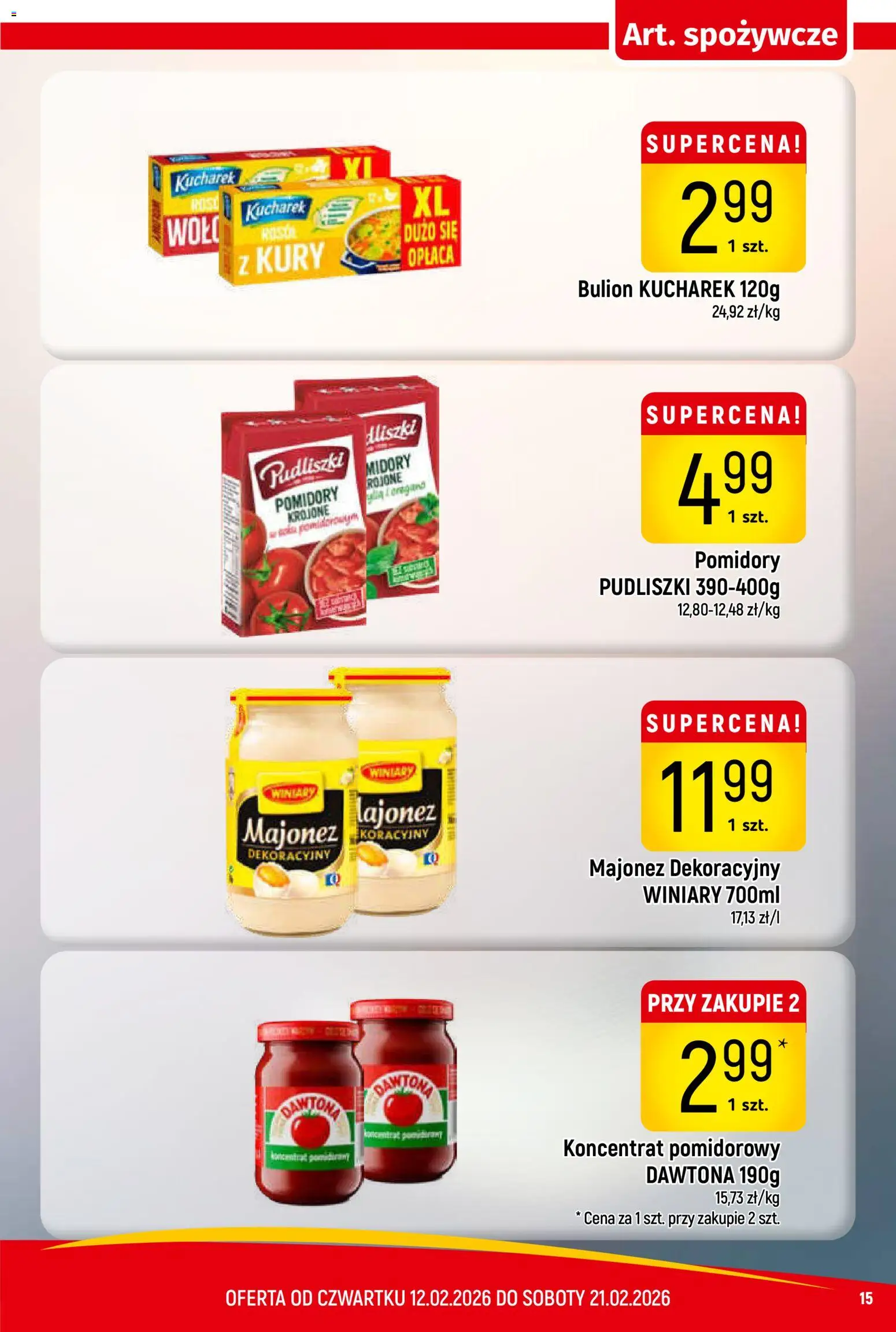 Piotruś Pan Gazetka od 12.02.2026 | Strona: 15 | Produkty: Koncentrat pomidorowy, Pomidory, Majonez