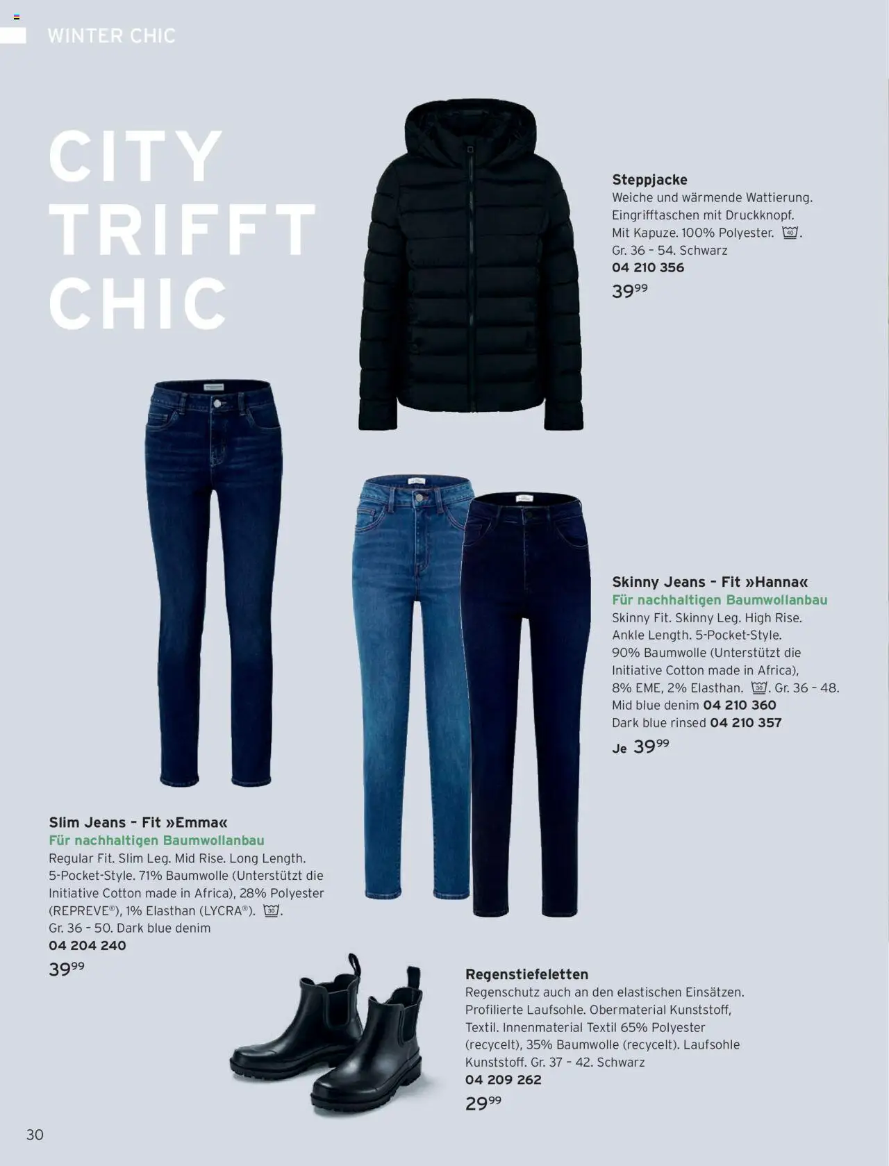 Angebote Tchibo – gültig ab 01.10.2025 | Seite: 30 | Produkte: Steppjacke, Jeans