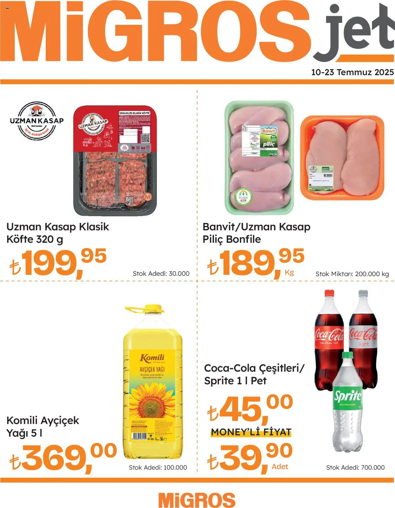 Migros Katalog - Migros Jet Dijital - 10.07.2025 tarihinden itibaren geçerlidir | Sayfa: 1 | Ürünler: Piliç, Piliç bonfile, Ses, Sprite