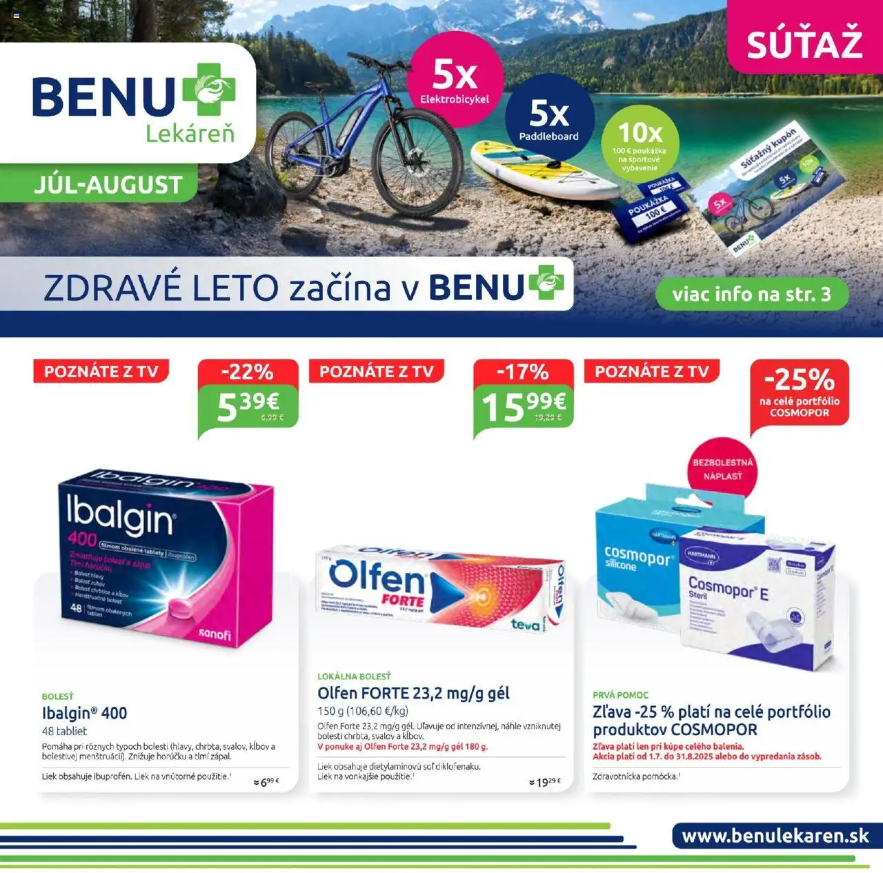 BENU Lekáreň Leták │ platný od 01.07.2025 | Strana: 1 | Produkty: Tv, Elektrobicykel, Tablet, Soľ