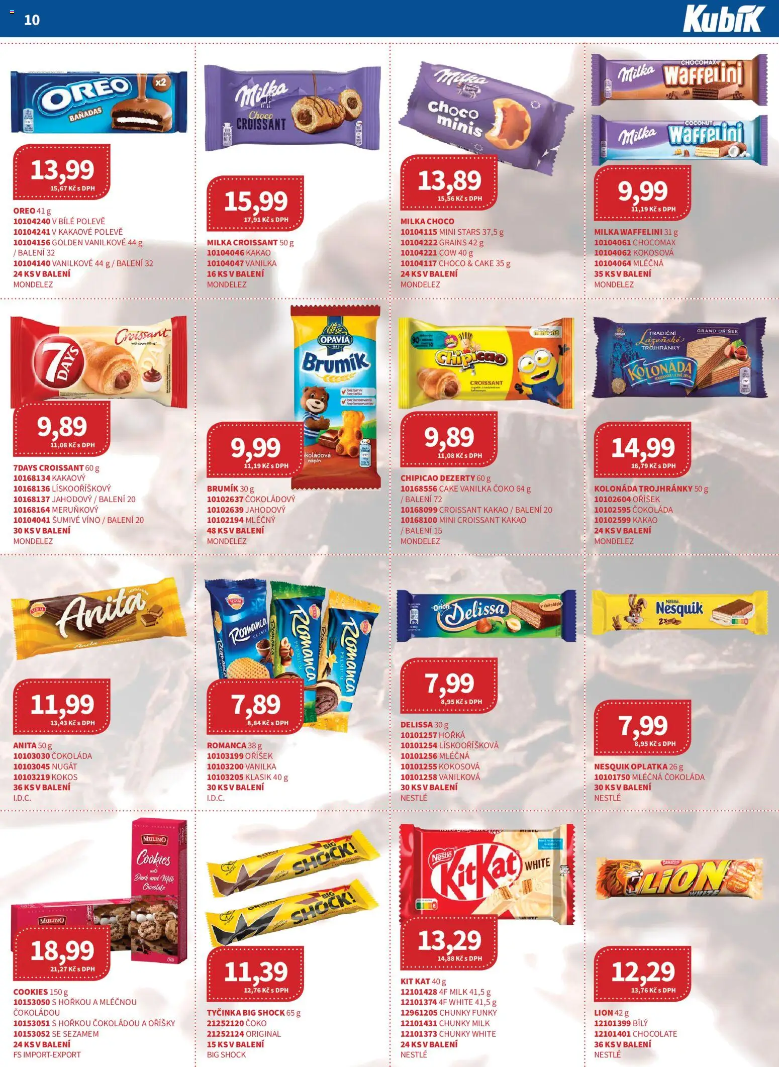 Kubík leták - Velkoobchod 01/2026 od 07.01.2026 | Strana: 10 | Produkty: Milka, Cookies, Oříšky, Brumik