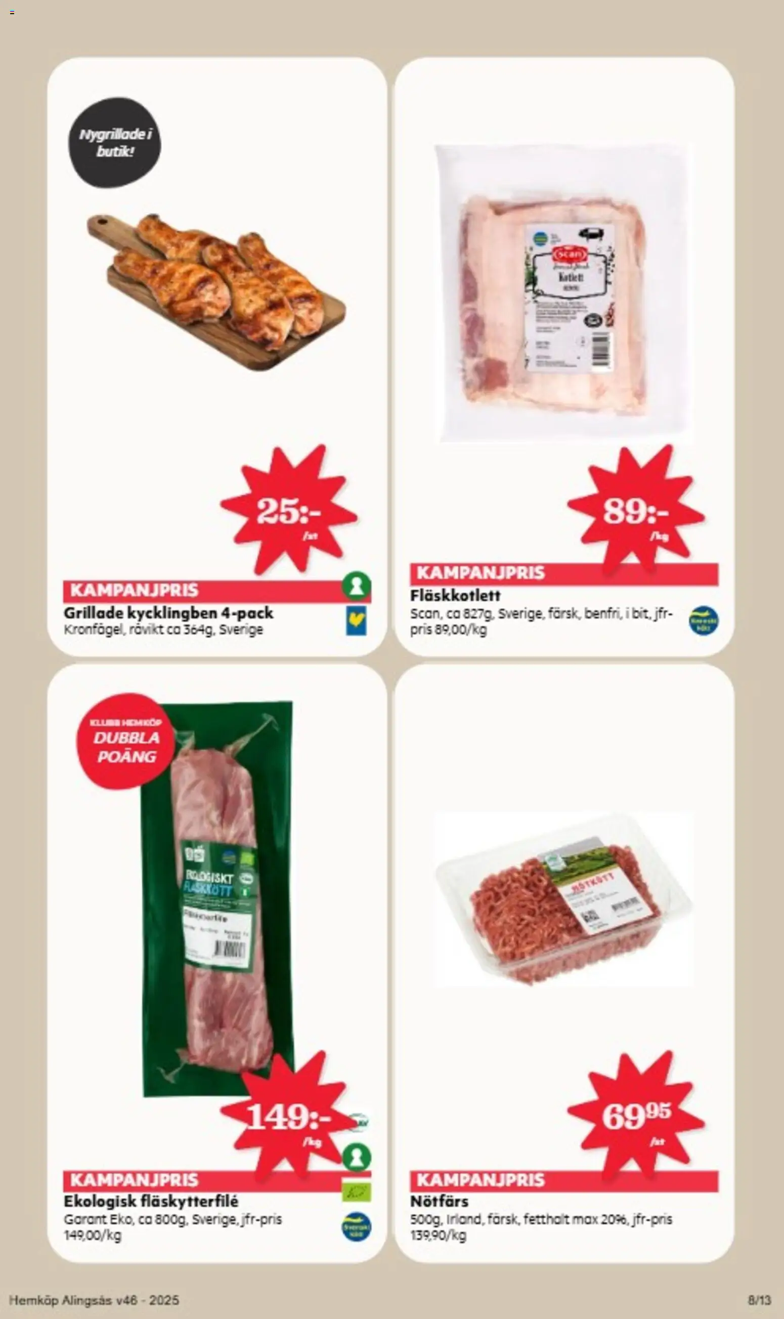 Hemköp reklamblad aktuell från 10.11.2025 | Sida: 8 | Produkter: Nötfärs, Fläskytterfilé