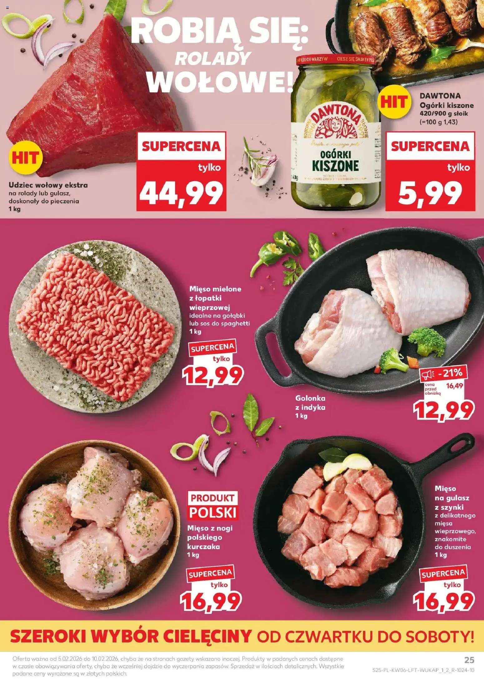 Kaufland gazetka od 05.02.2026 | Strona: 25 | Produkty: Mięso, Mięso mielone, Ogórki, Sos
