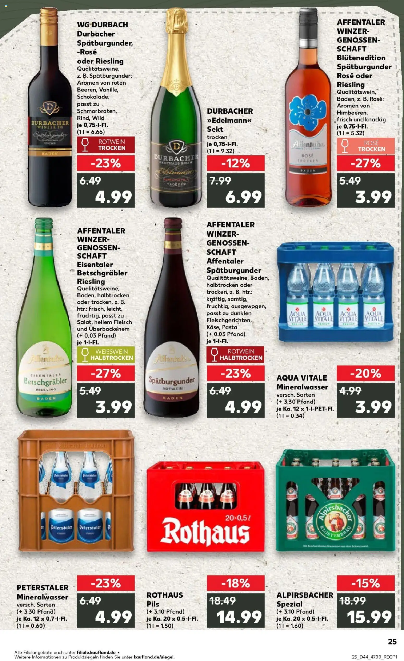 Kaufland prospekt Bühl	 – gültig ab 30.10.2025 | Seite: 25 | Produkte: Weißwein, Rotwein trocken, Pils, Mineralwasser