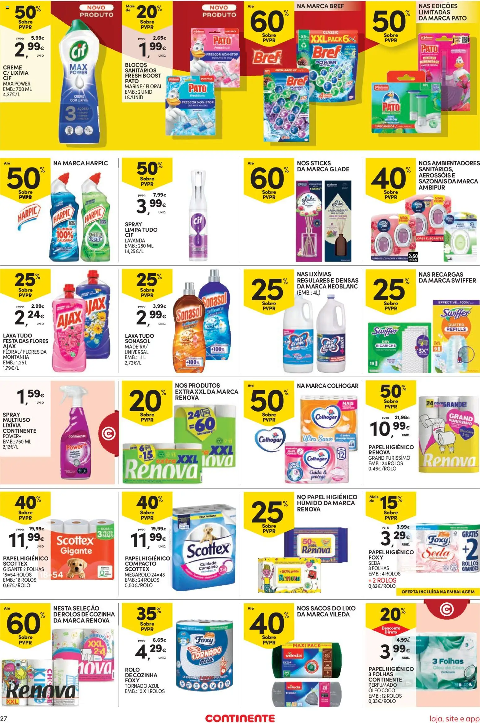 Continente Semanal Continente Bom Dia │ válido de 28.04.2026 | Página: 27 | Produtos: Papel higiénico, Flores, Óleo, Creme