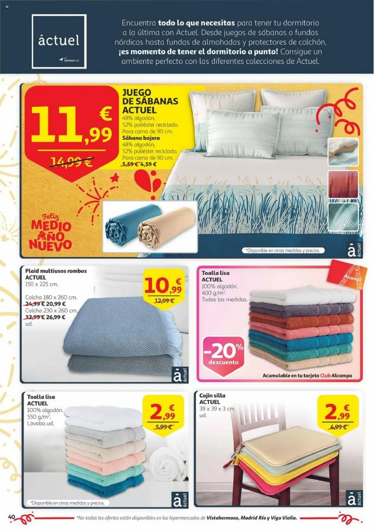 Alcampo - Aniversario │ válido desde el 03.06.2025 | Página: 40 | Productos: Juego de sábanas, Cama, Cojín, Colcha