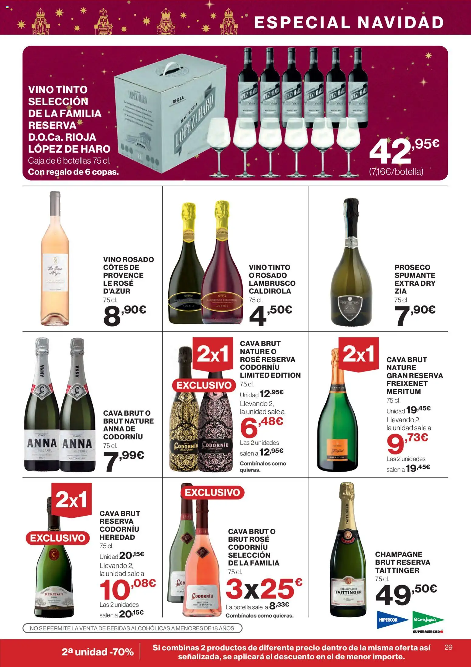 Hipercor catálogo │ válido desde el 18.12.2025 | Página: 29 | Productos: Vino rosado, Vino, Caja