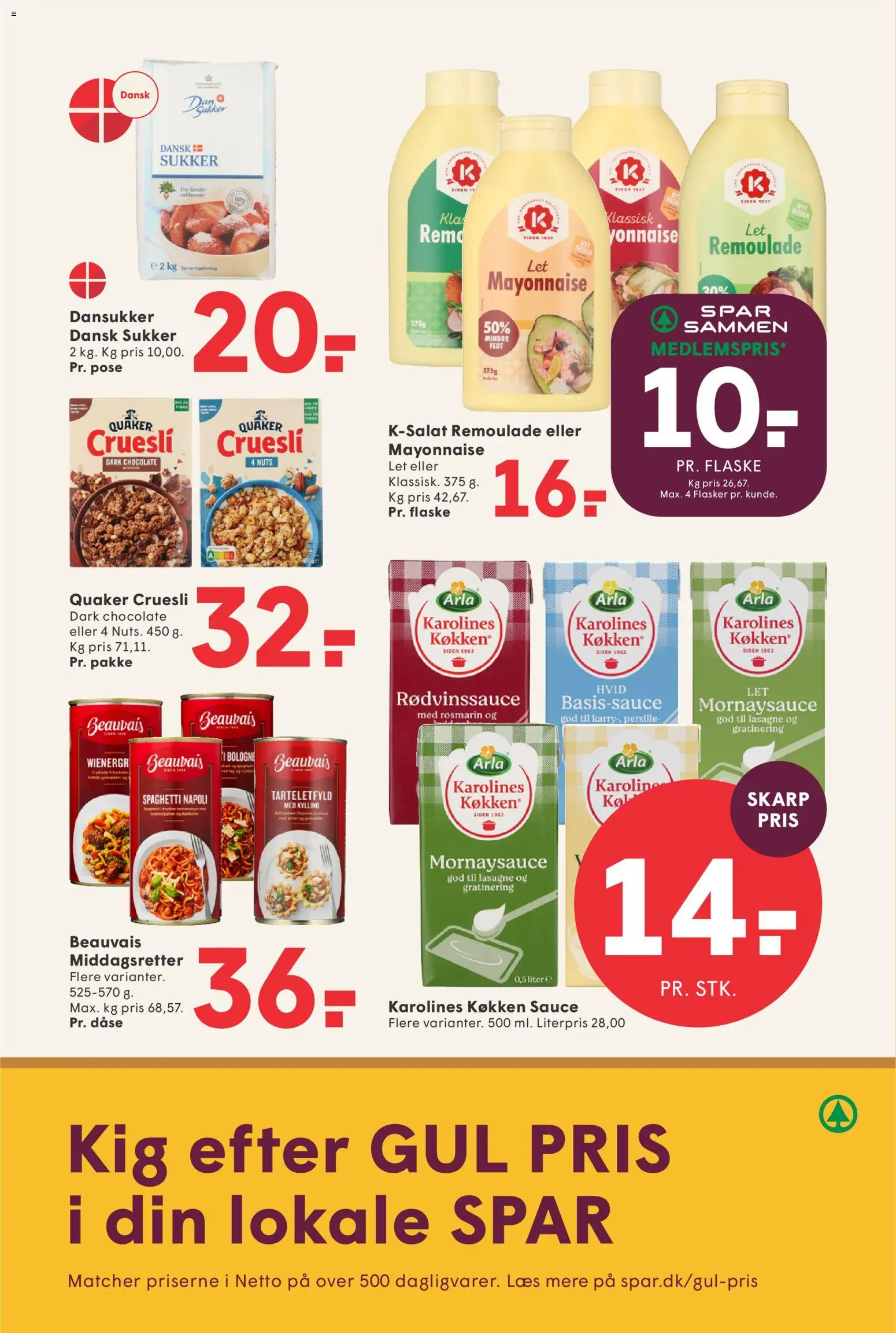 Spar tilbudsavis – gyldig fra 10.04.2026 | Side: 14 | Produkter: Spaghetti, Rødvinssauce, Mornaysauce, Carpete
