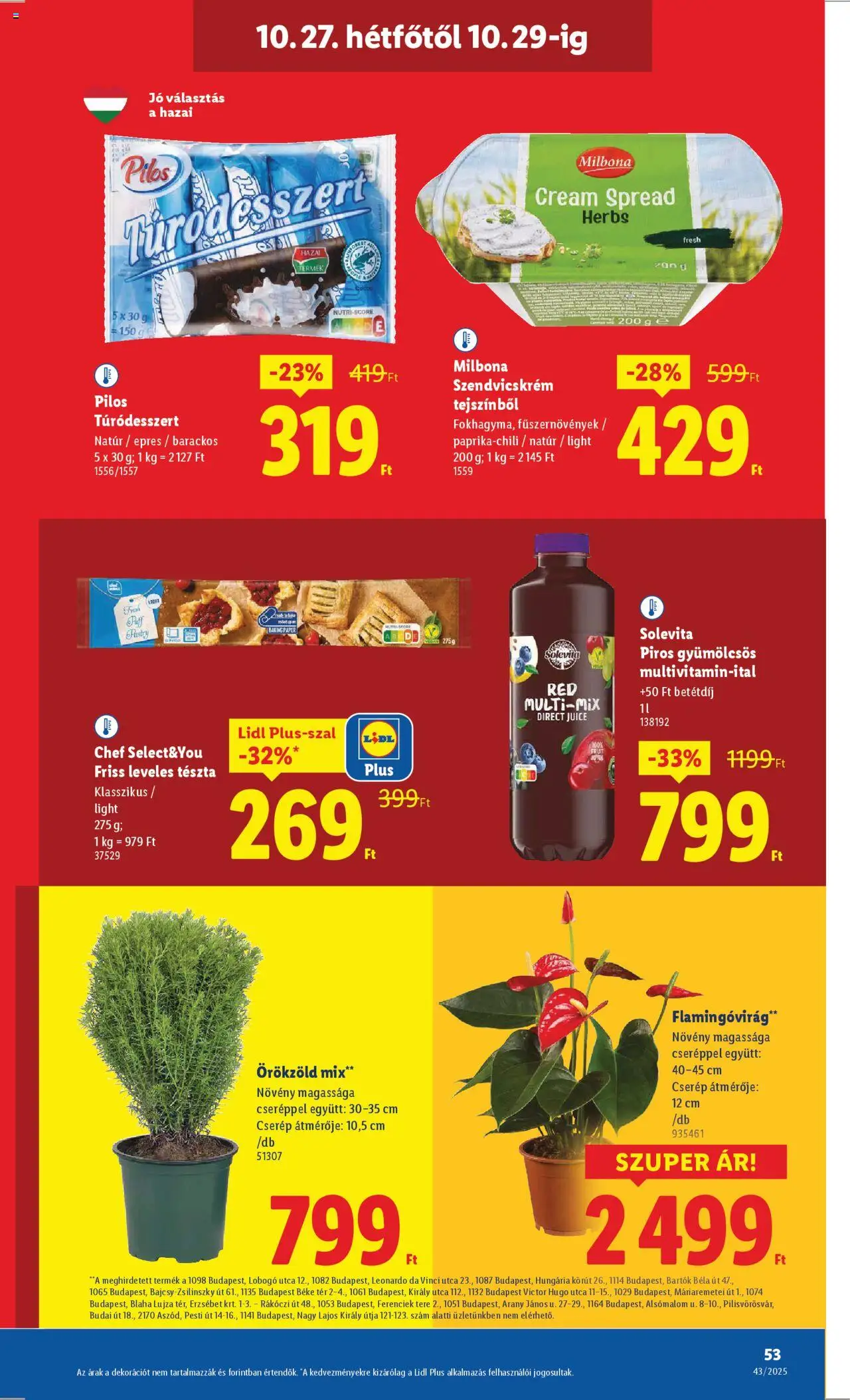 Lidl akciós ujság - amely érvényes a következő dátumtól: 22.10.2025 | Oldal: 53 | Termékek: Szendvicskrém, Leveles tészta, Tészta, Multivitamin