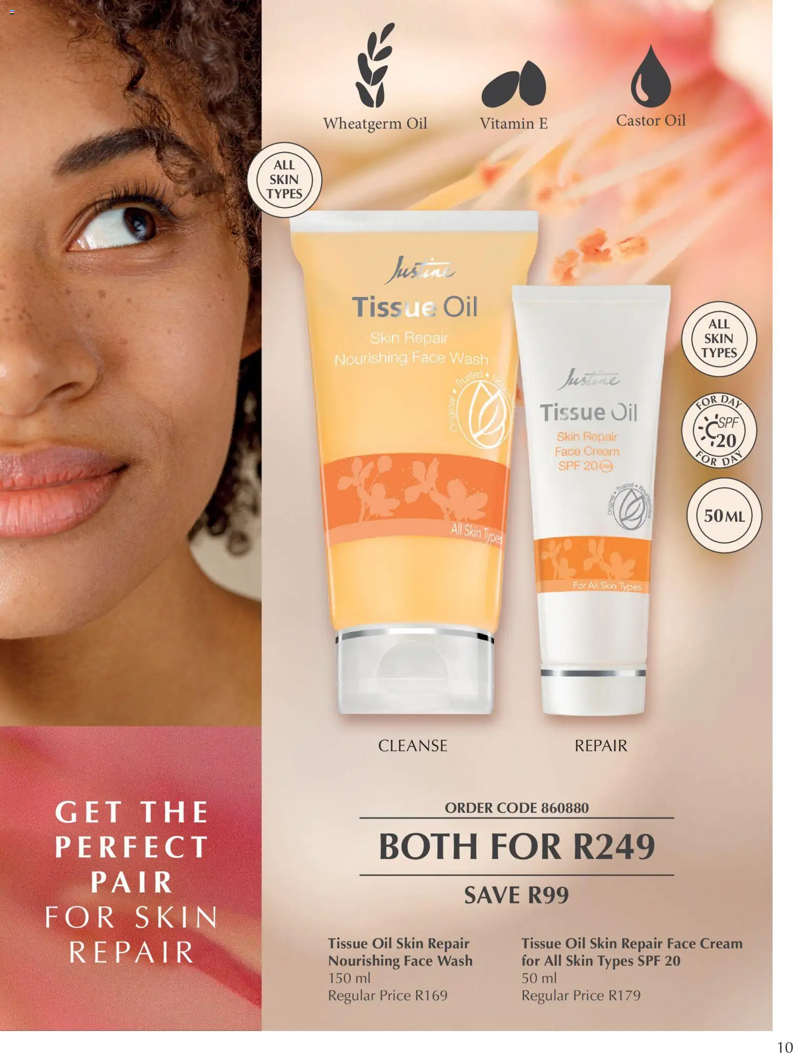 New Justine catalogue – valid from 17.03.2026 | Page: 10 | Products: Tissue oil, Oil, Cream