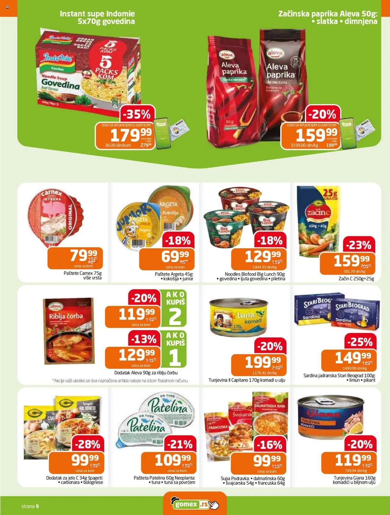 Gomex katalog - važi od 02.07.2025 | Strana: 9 | Proizvode: Podravka, Špageti, Pašteta, Sardina