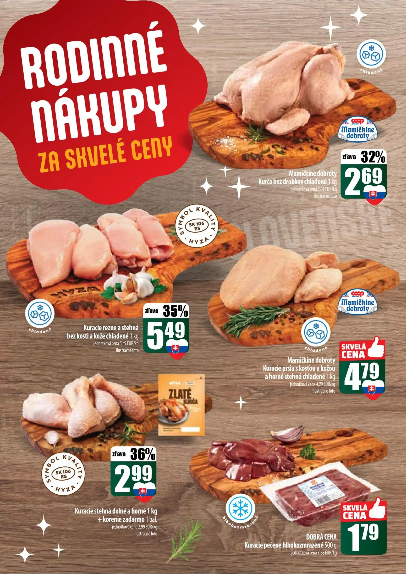 Nové COOP Jednota akcie – leták je platný od 11.12.2025 | Strana: 8 | Produkty: Kuracie prsia, Kuracie rezne, Korenie, Kurča