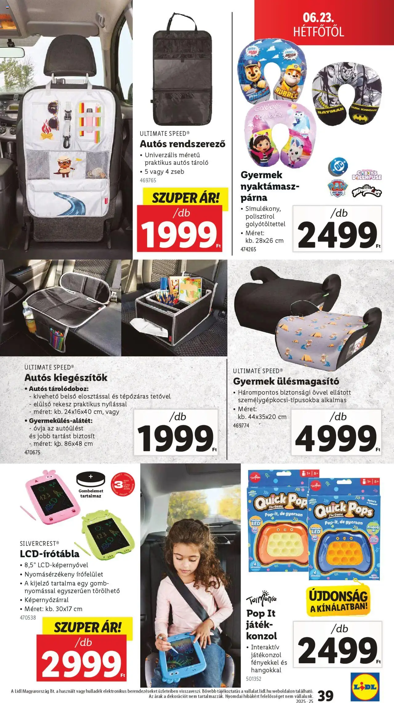 Lidl akciós ujság - amely érvényes a következő dátumtól: 19.06.2025 | Oldal: 39 | Termékek: Tablet, Játék, Tárolódoboz, Párna