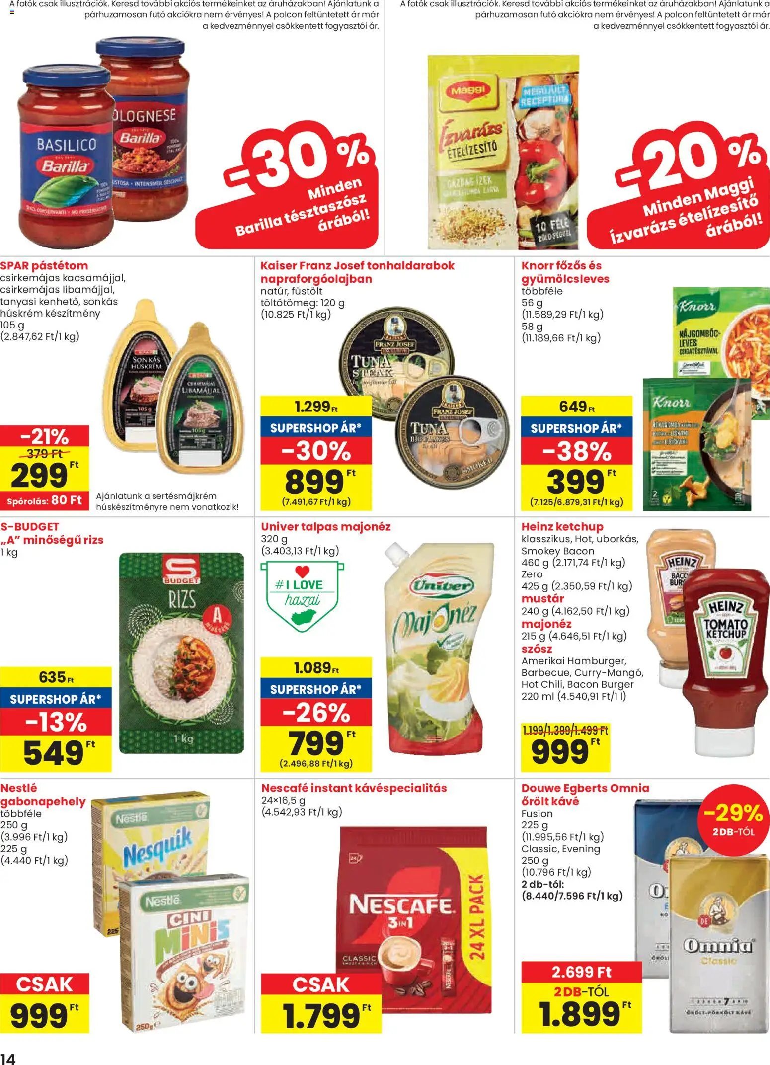 Spar akciós ujság - amely érvényes a következő dátumtól: 26.02.2026 | Oldal: 14 | Termékek: Gabonapehely, Kávé, Ételízesítő, Mustár