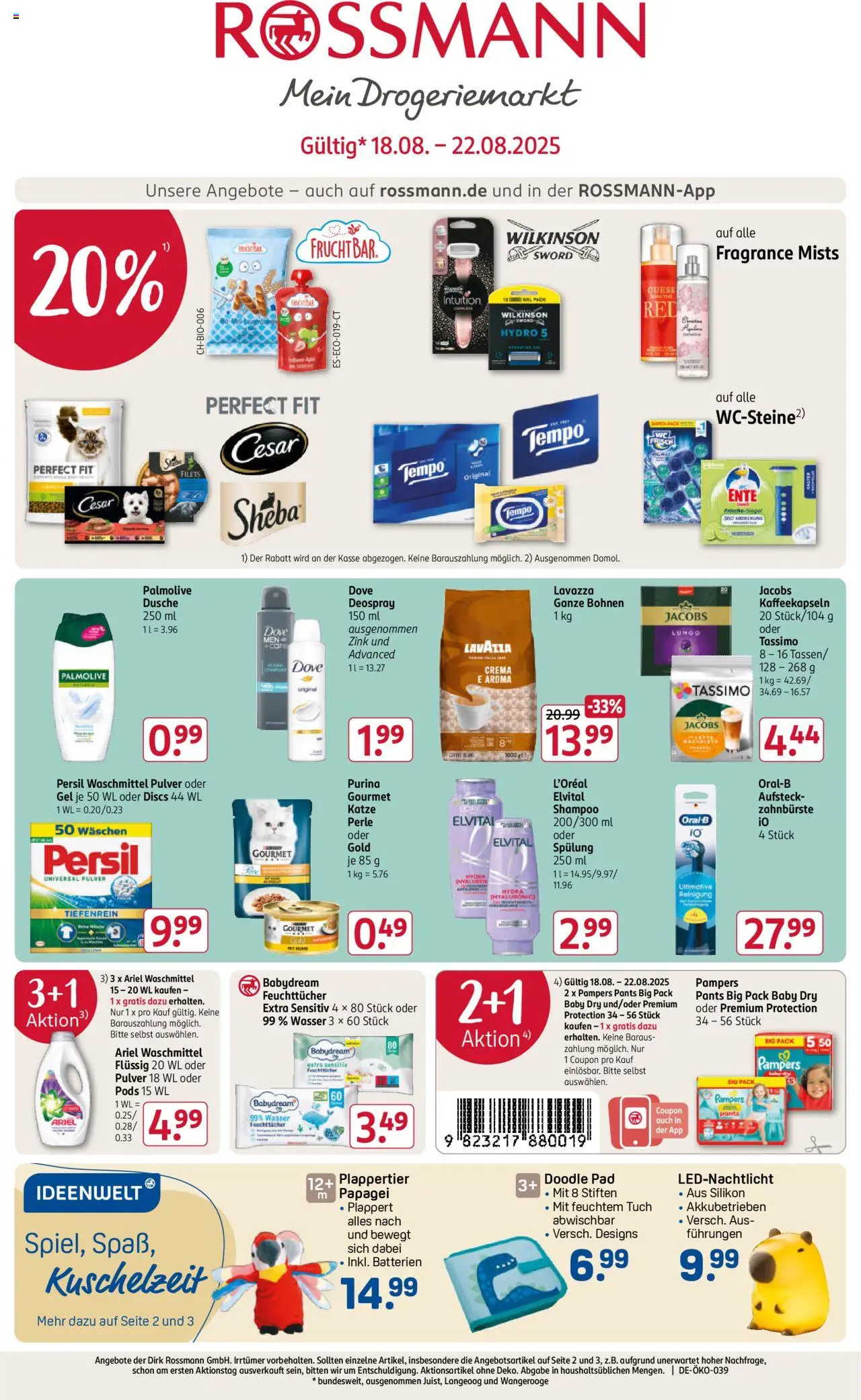 Rossmann Prospekt 	 - gültig ab dem 18.08.2025 | Seite: 1 | Produkte: Batterien, Shampoo, Zahnbürste, Deospray