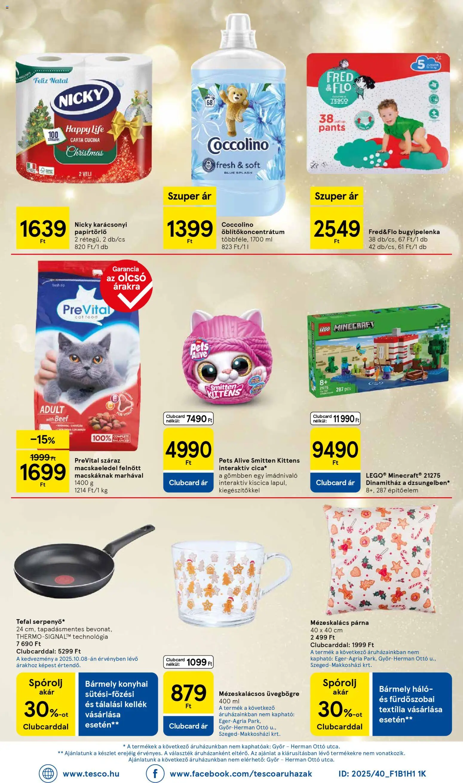 Tesco akciós ujság - amely érvényes a következő dátumtól: 27.11.2025 | Oldal: 8 | Termékek: Macskaeledel, Papírtörlő, Tefal, Mézeskalács