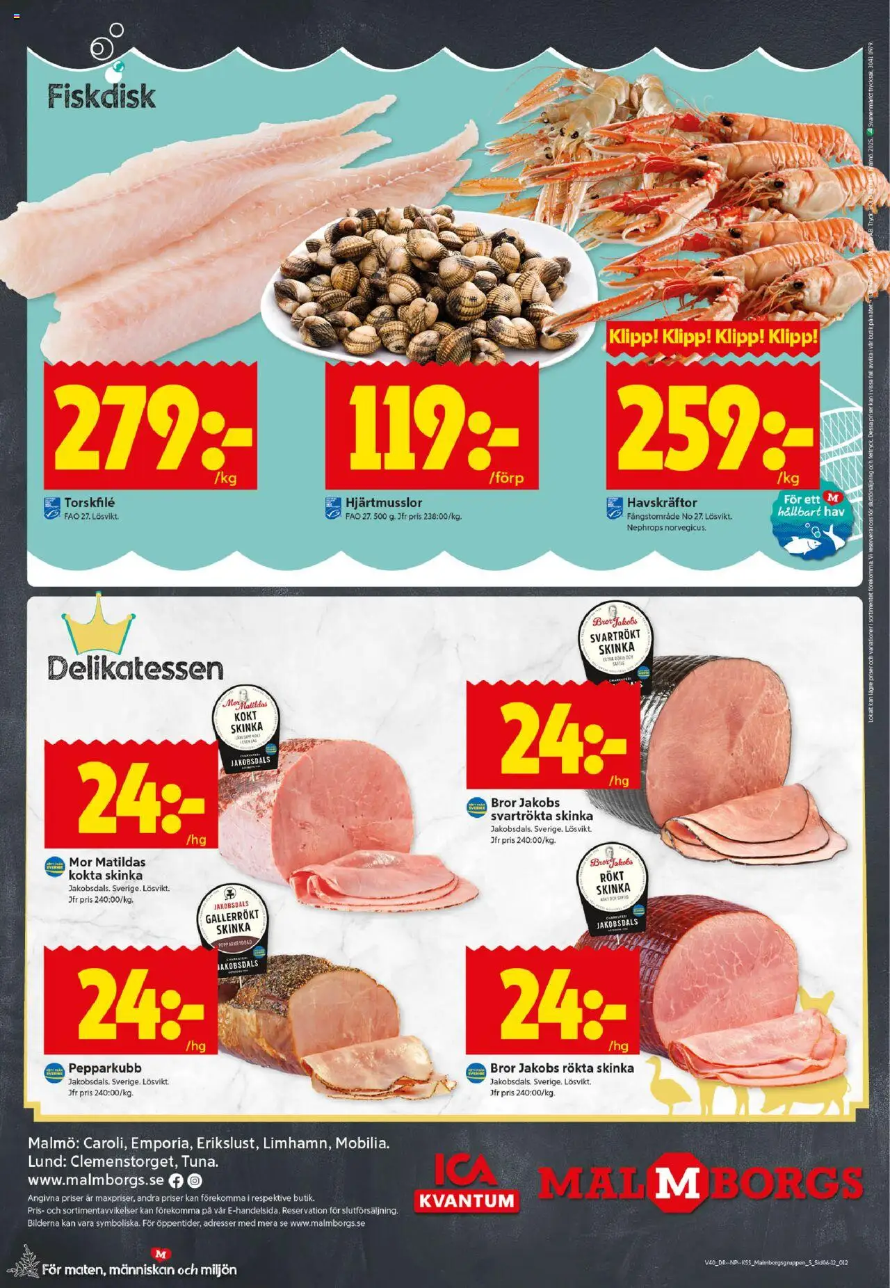 ICA Kvantum reklamblad aktuell från 29.09.2025 | Sida: 12 | Produkter: Håv, Torskfile, Skinka