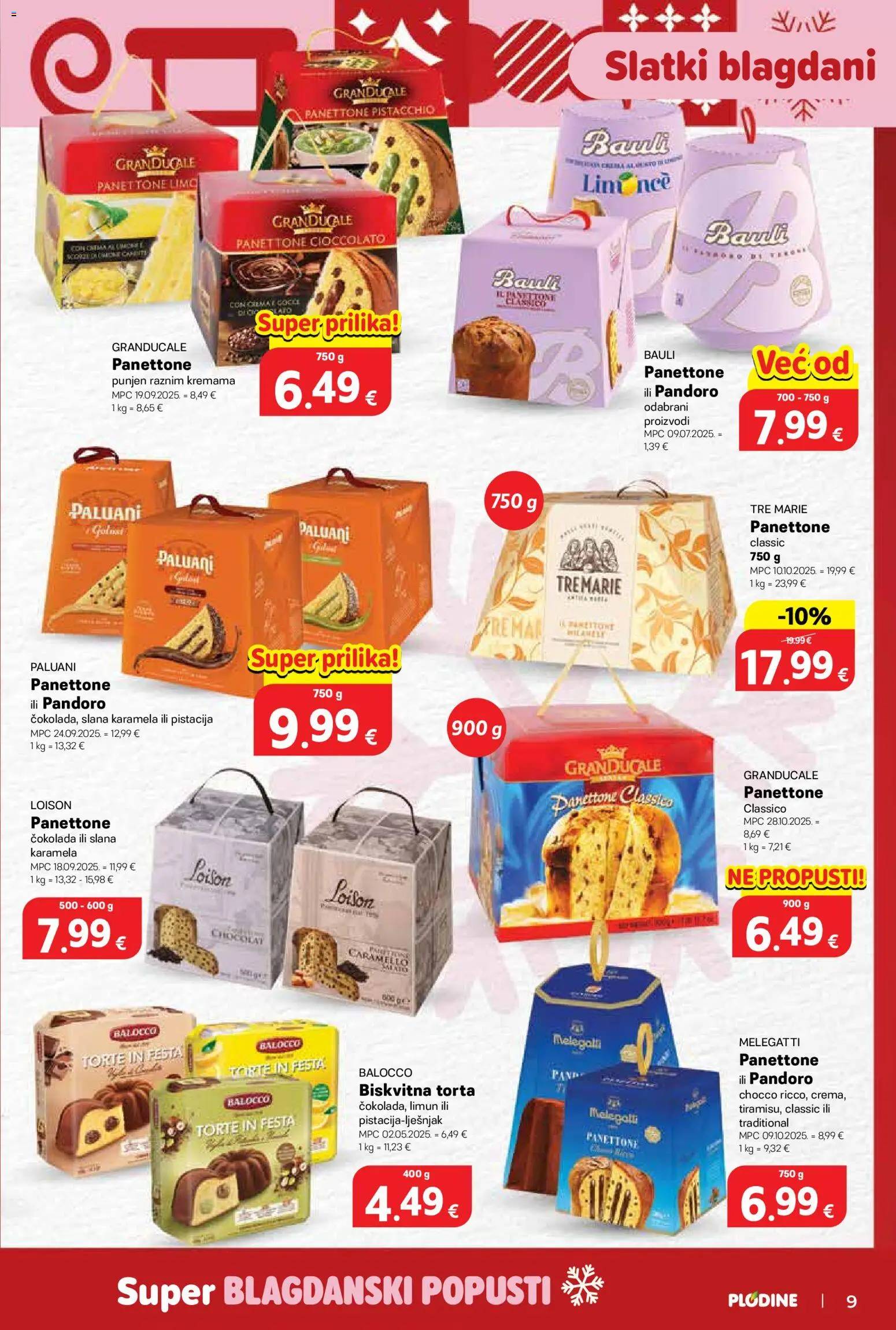 Plodine katalog | vrijedi od 03.12.2025 | Stranica: 9 | Proizvodi: Panettone, Limun, Karamela, Torta