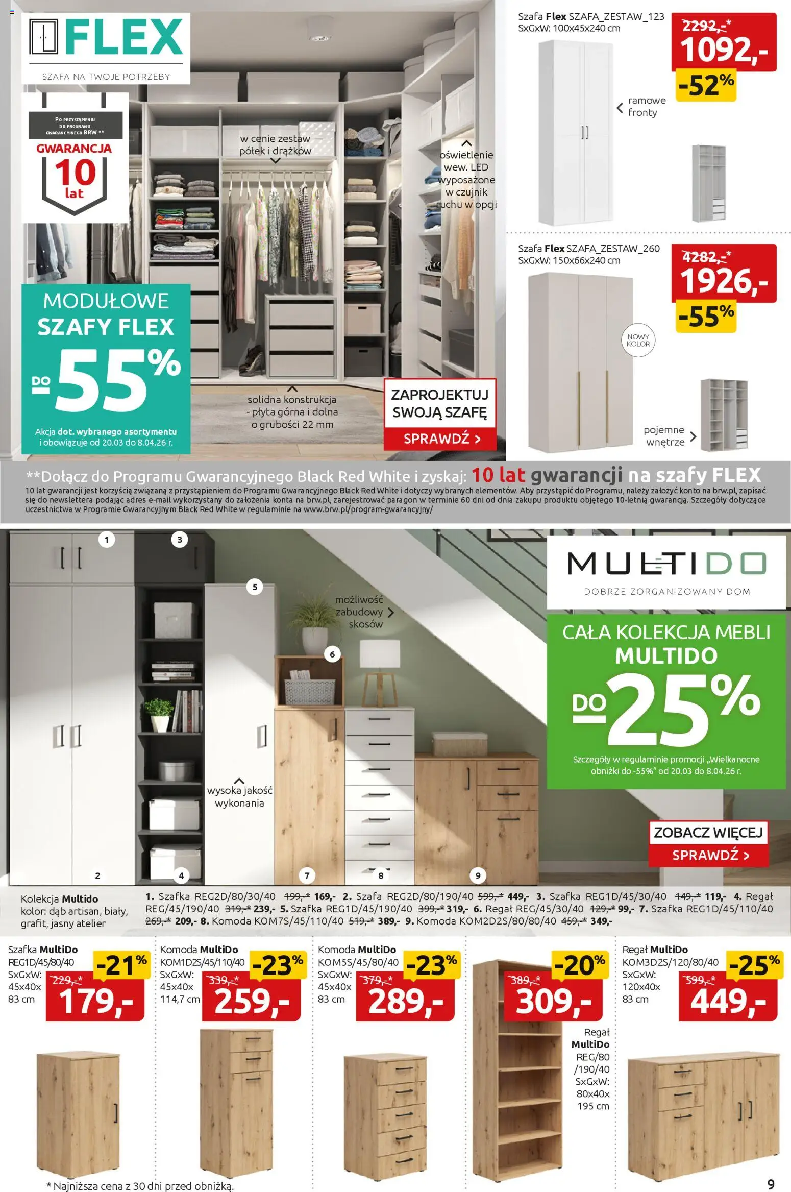 Black Red White promocje od 20.03.2026 | Strona: 9 | Produkty: Szafa, Komoda, Regał