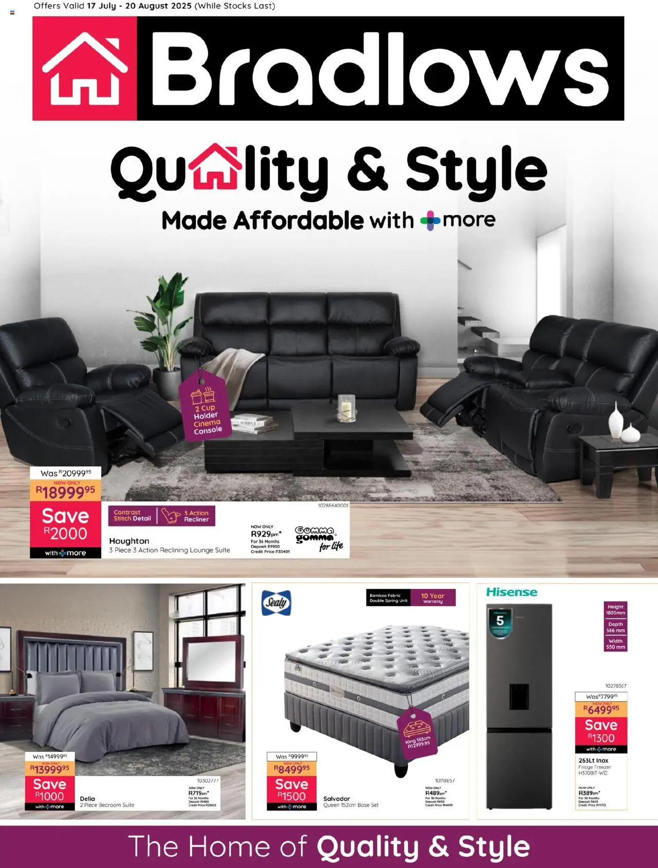 Bradlows Specials │ valid from 17.07.2025 | Page: 1 | Products: Freezer, Fridge, Lounge suite