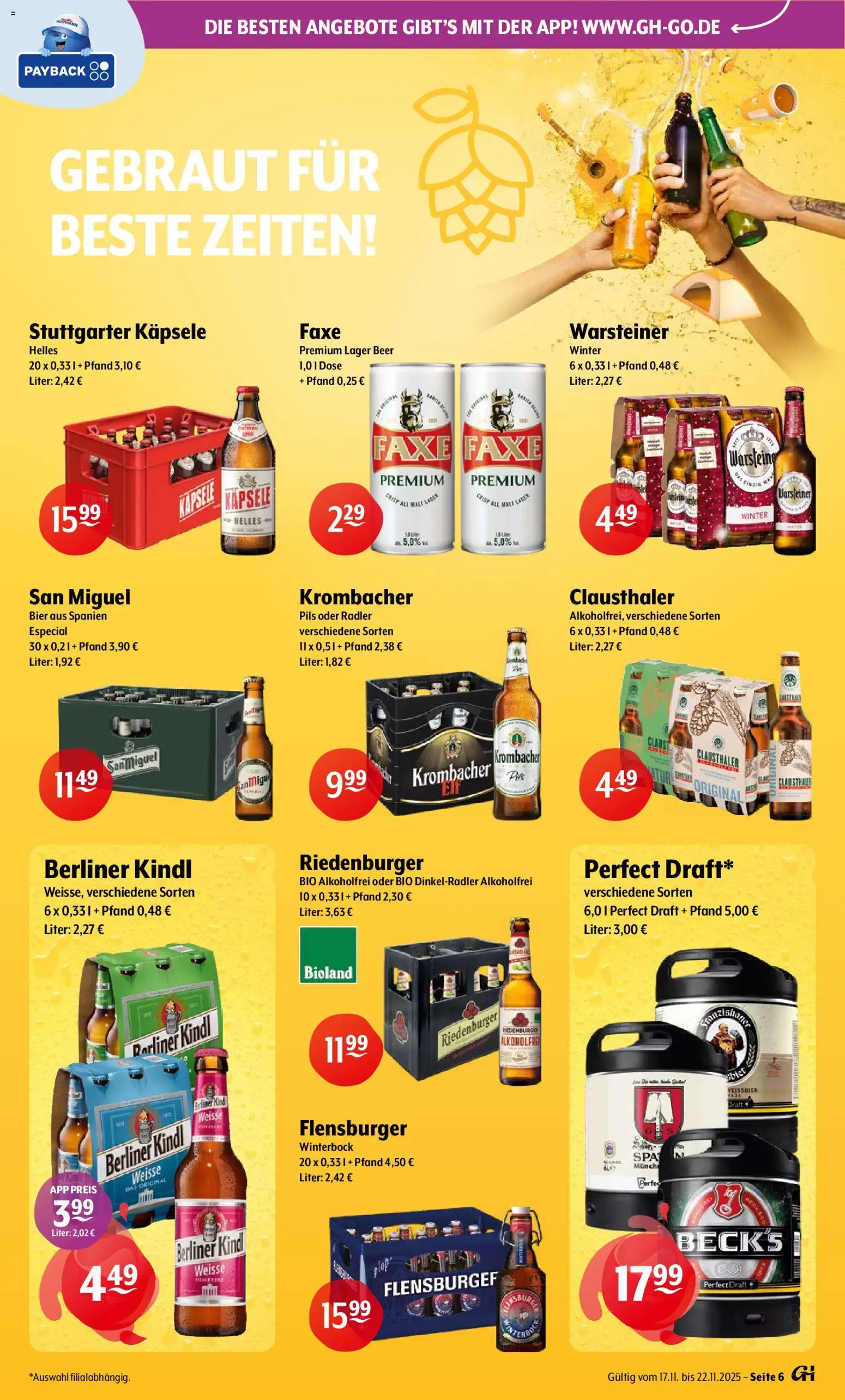 Trink und Spare Prospekt 	 – gültig ab 17.11.2025 | Seite: 6 | Produkte: Bier, Pils, Radler, Krombacher