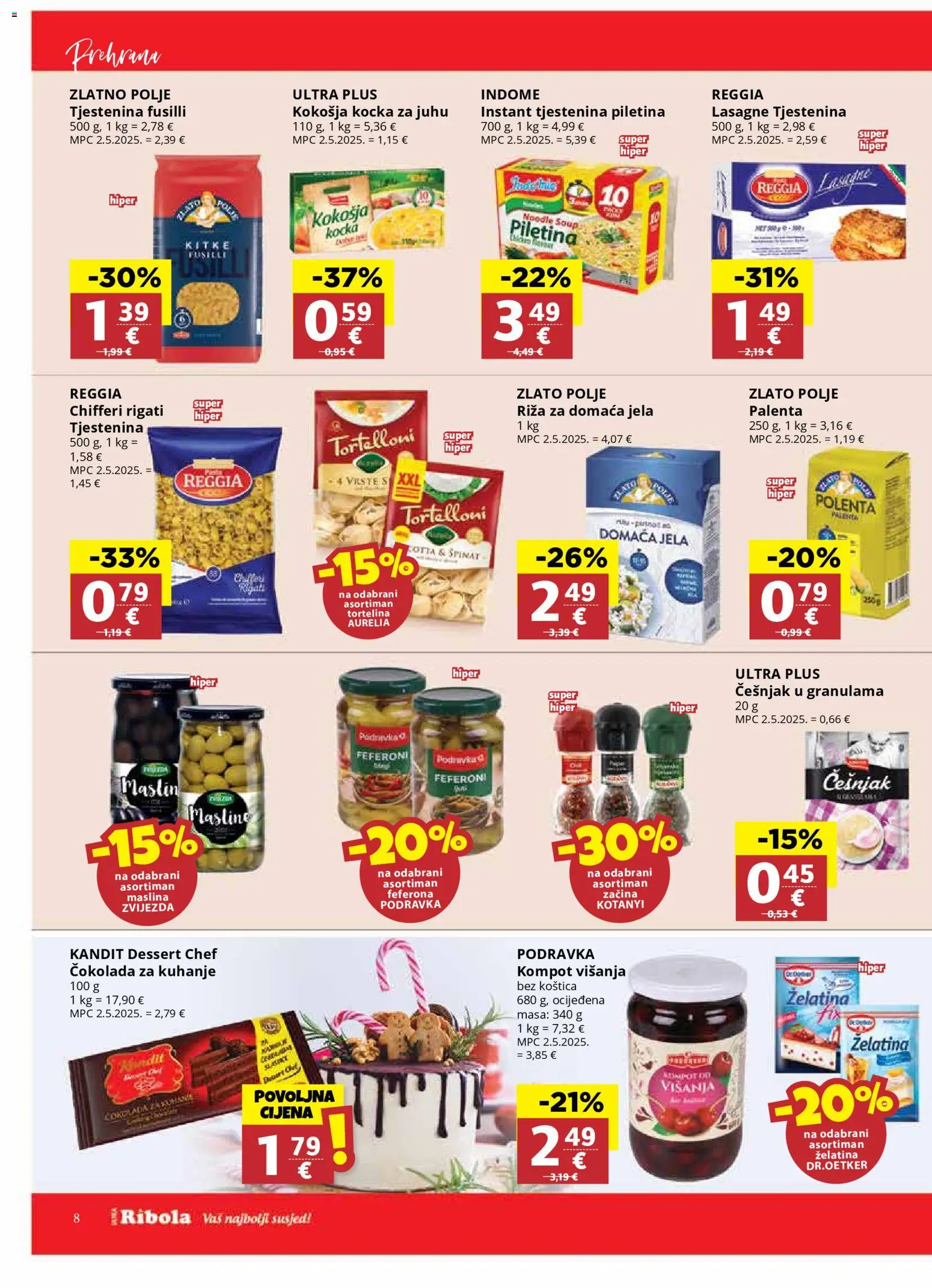 Ribola katalog | vrijedi od 26.11.2025 | Stranica: 8 | Proizvodi: Podravka, Masline, Noodle, Palenta
