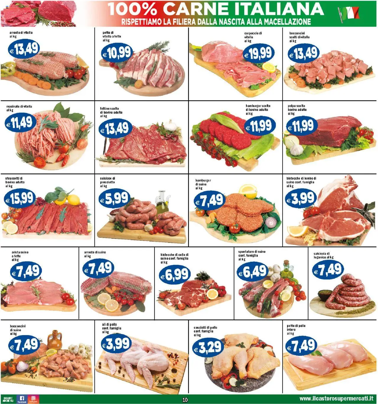 Volantino Il Castoro del 17.09.2025 | Pagina: 10 | Prodotti: Petto di Pollo, Prosciutto, Hamburger, Macinato