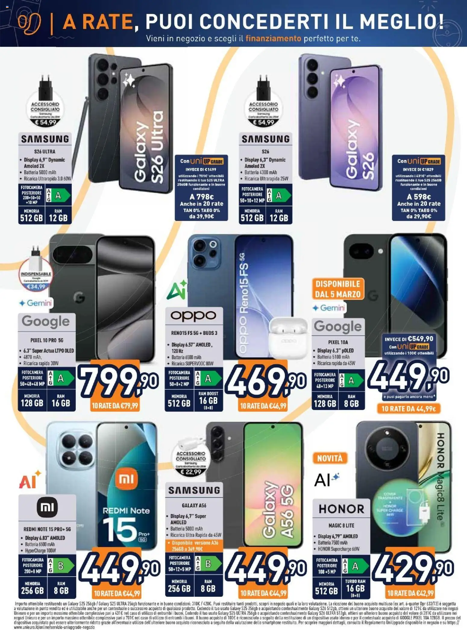 Volantino Unieuro del 27.02.2026 | Pagina: 28 | Prodotti: Smartphone, Fotocamera, Batteria, Samsung