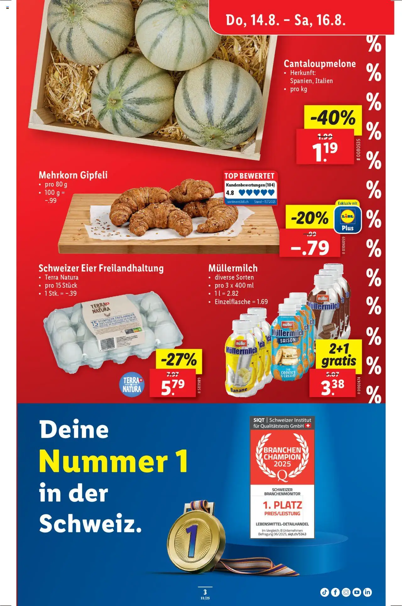 Lidl Aktionen ab 14.08.2025 | Seite: 3 | Produkte: Gipfeli, Eier, Top