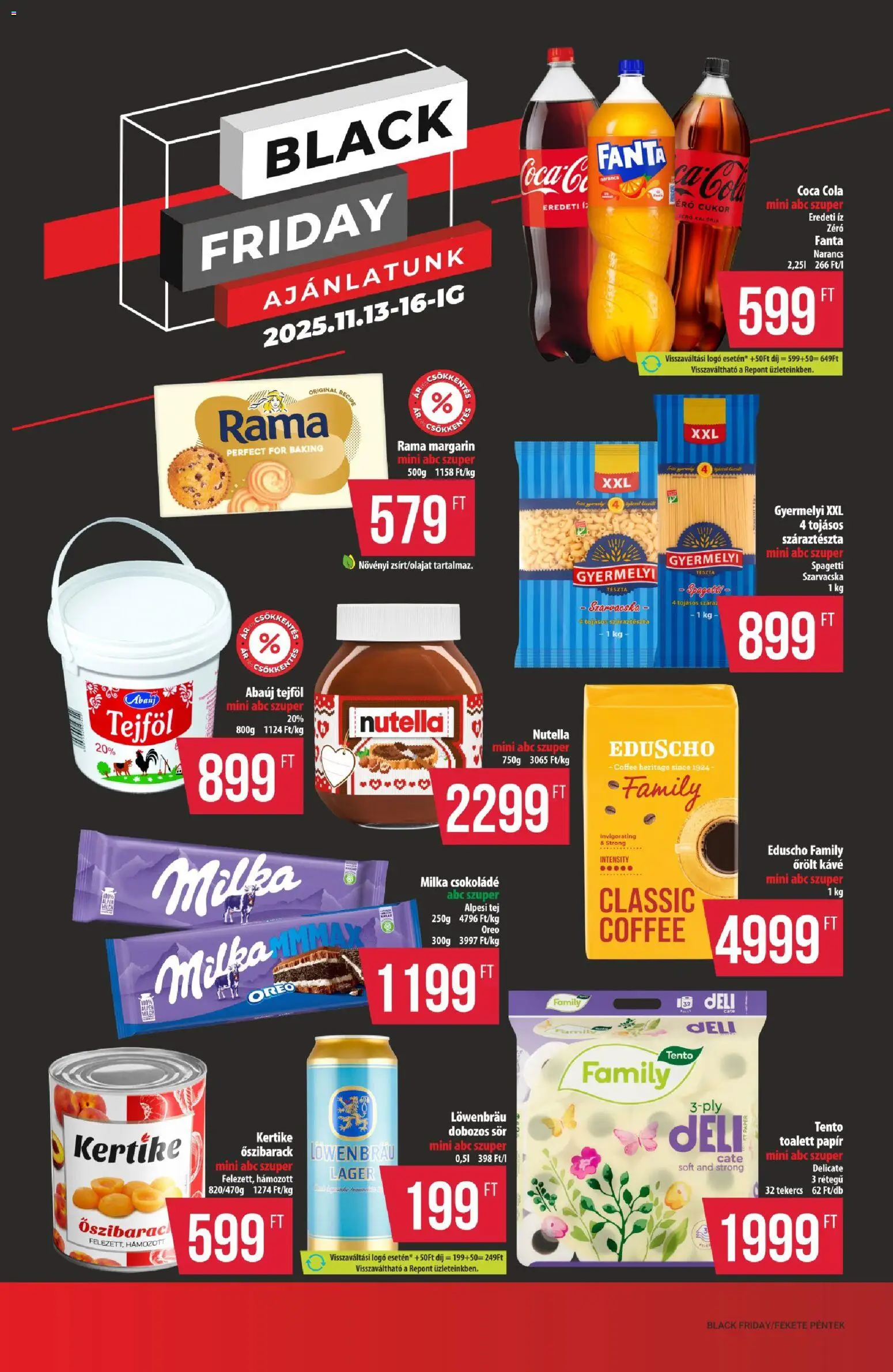 COOP akciós ujság - amely érvényes a következő dátumtól: 13.11.2025 | Oldal: 16 | Termékek: Fanta, Dobozos sör, Tészta, Cukor