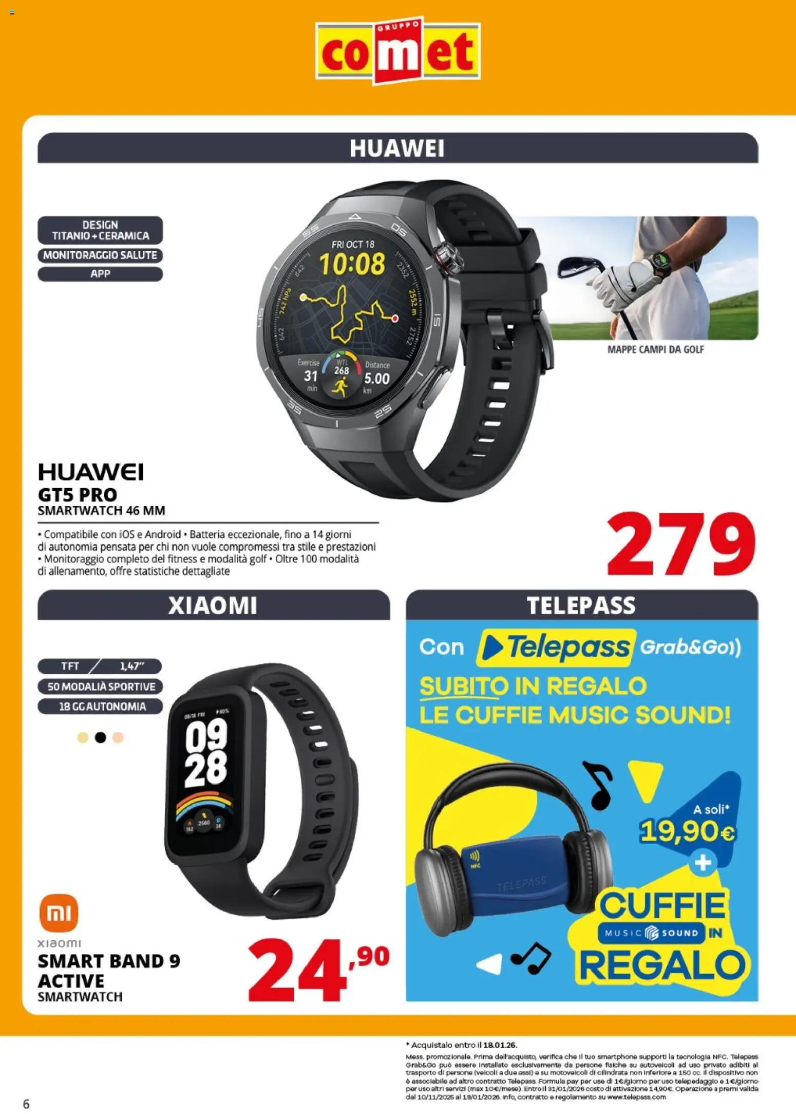 Volantino Comet del 13.11.2025 | Pagina: 6 | Prodotti: Xiaomi, Smartphone, Cuffie, Smartwatch