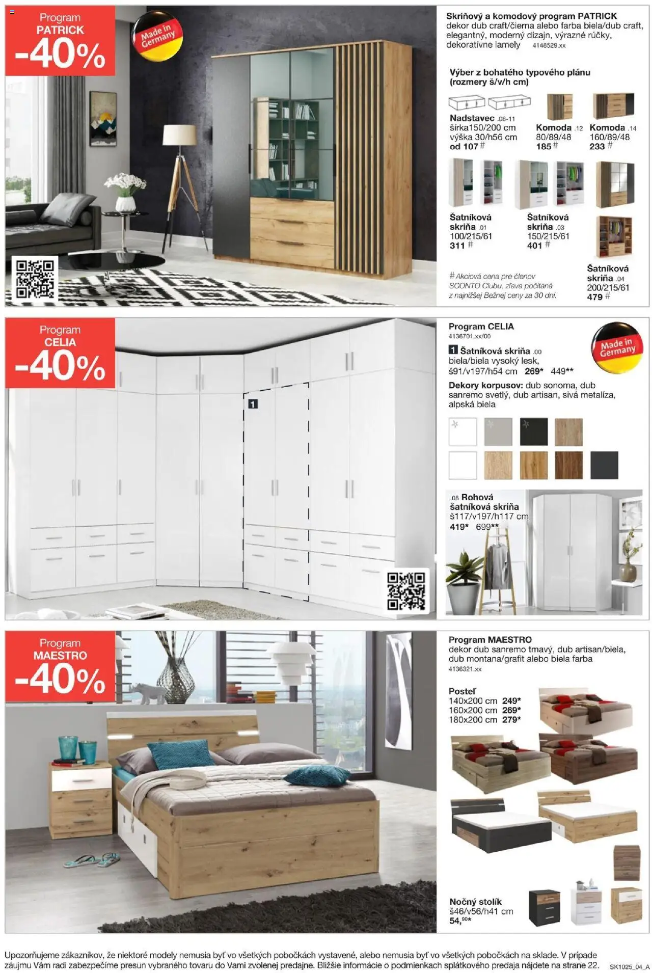 Sconto nábytok leták │ platný od 06.08.2025 | Strana: 4 | Produkty: Posteľ, Šatníková skriňa, Skriňa, Nočný stolík