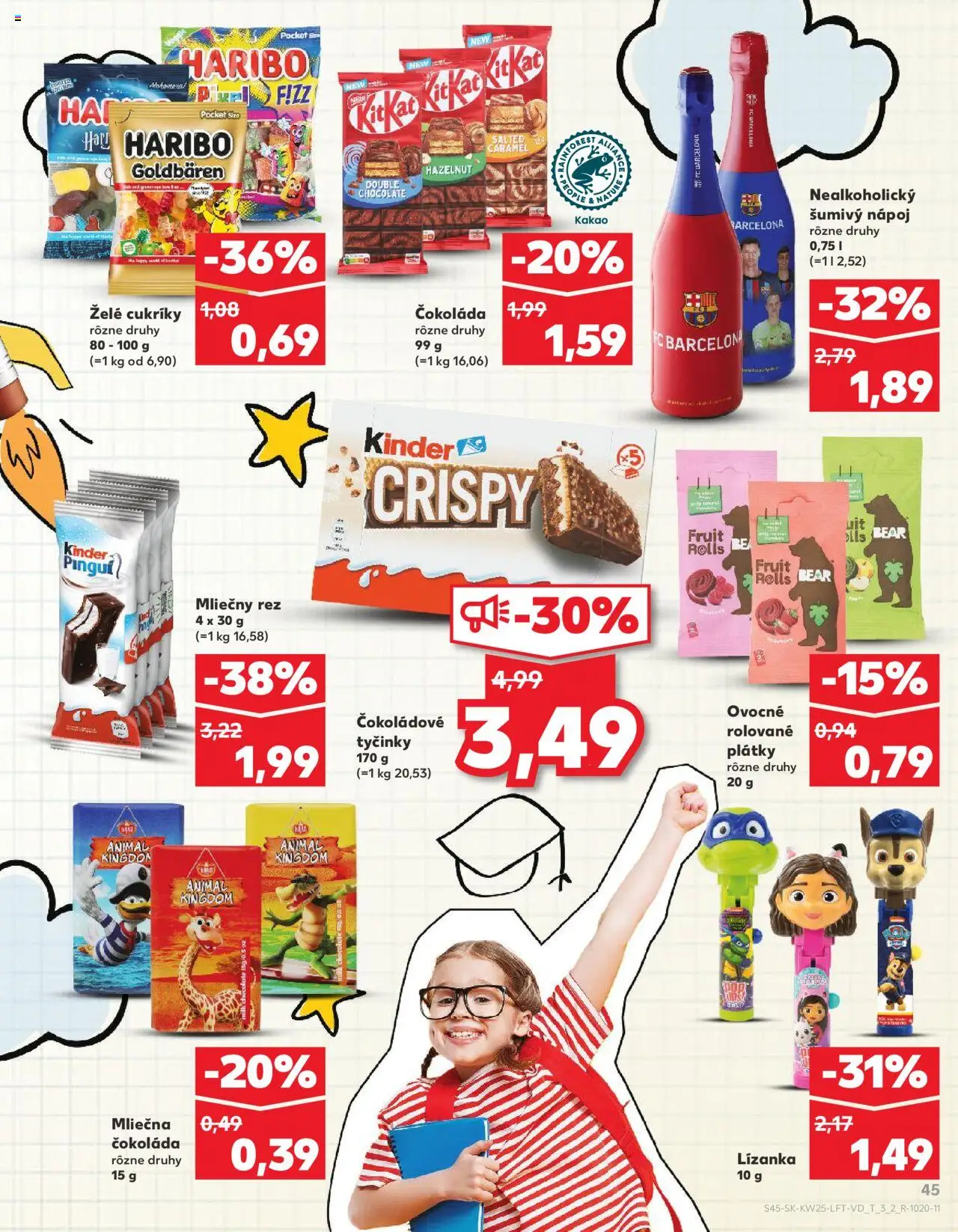 Nové Kaufland akcie – leták je platný od 19.06.2025 | Strana: 45 | Produkty: Lis, Kinder, Čokoláda, Cukríky