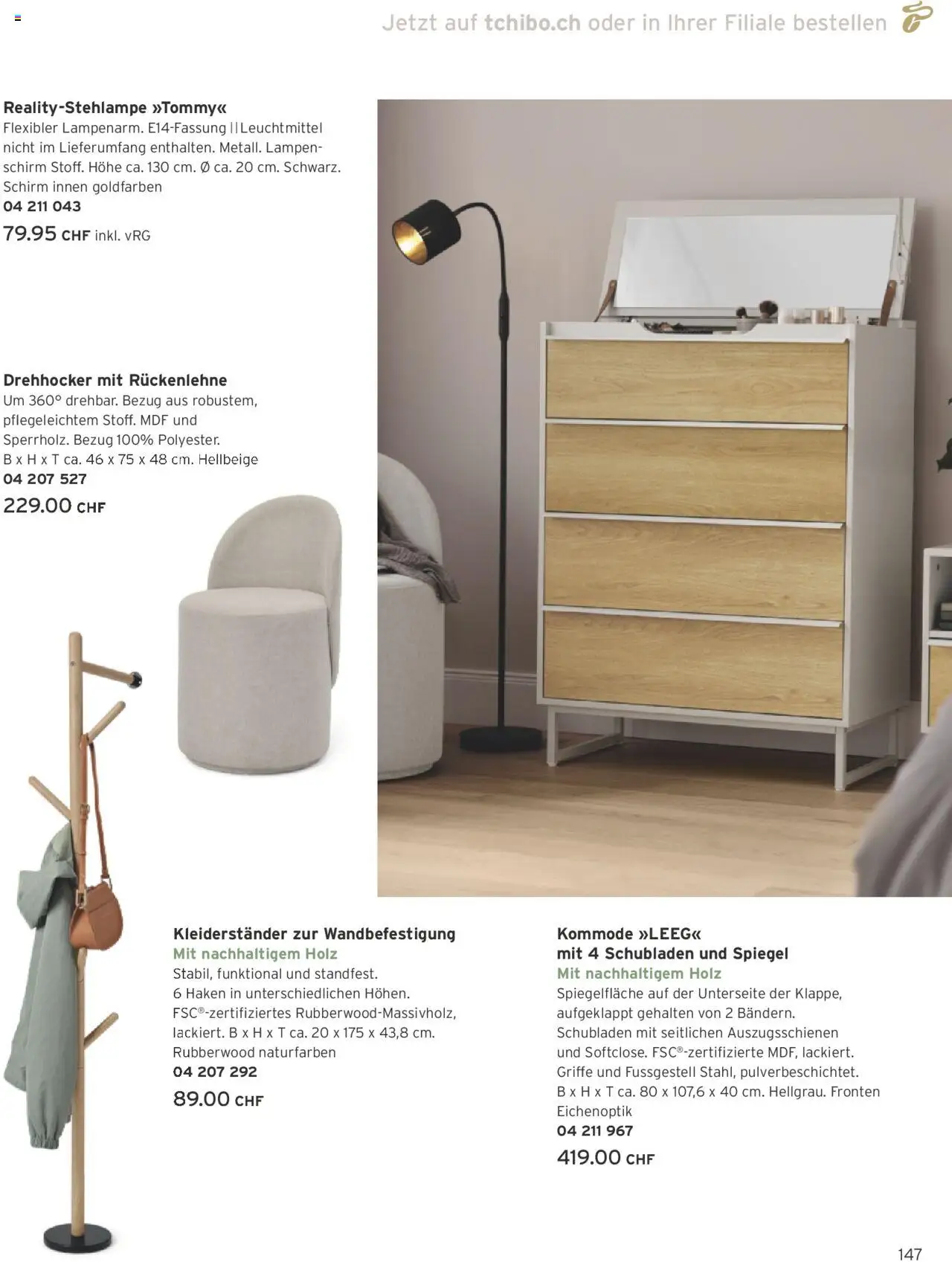 Tchibo Aktionen – gültig ab 10.10.2025 | Seite: 147 | Produkte: Kleiderständer, Kommode, Spiegel