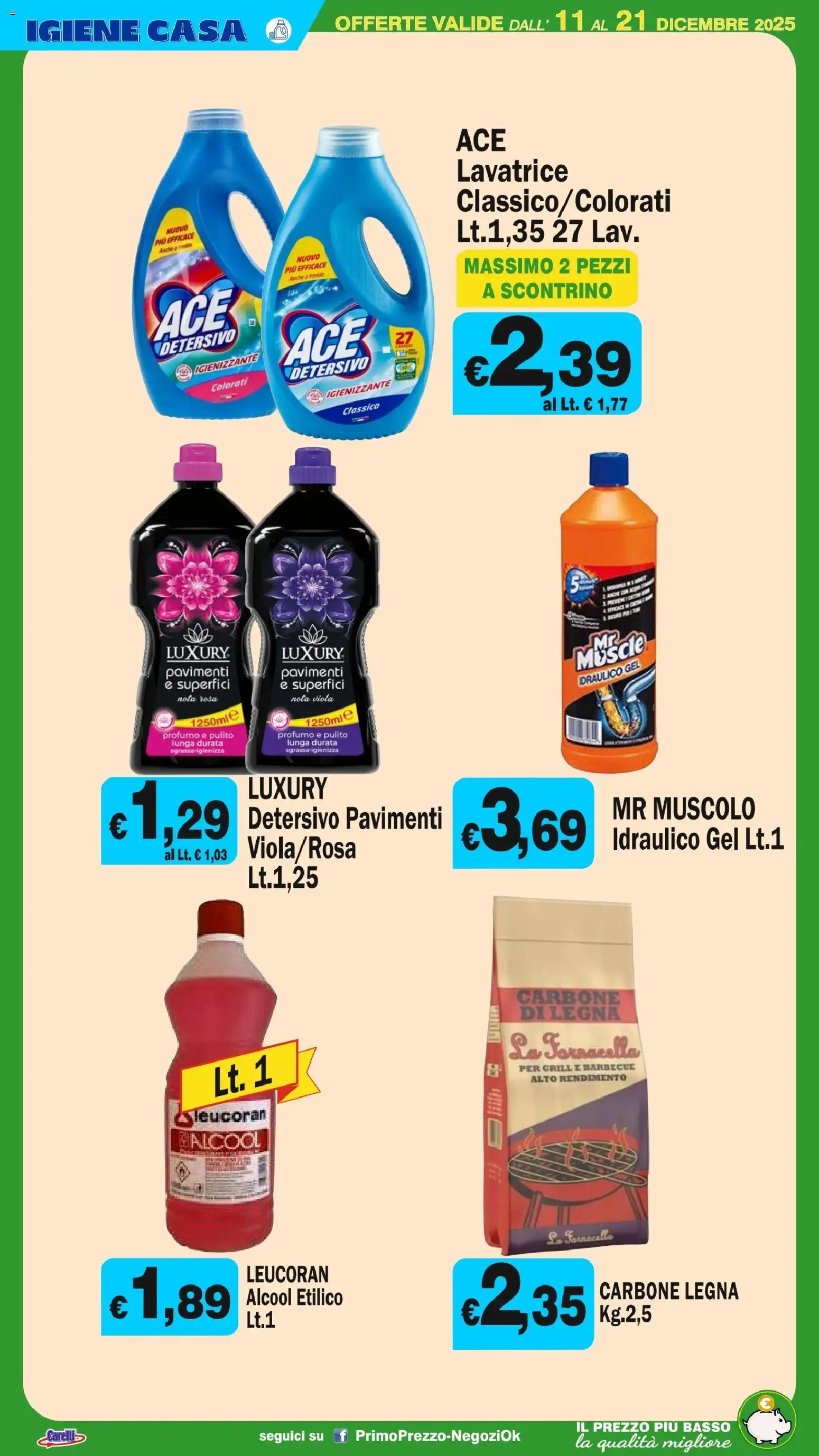 Volantino Primo Prezzo del 11.12.2025 | Pagina: 20 | Prodotti: Barbecue, Lavatrice, Profumo