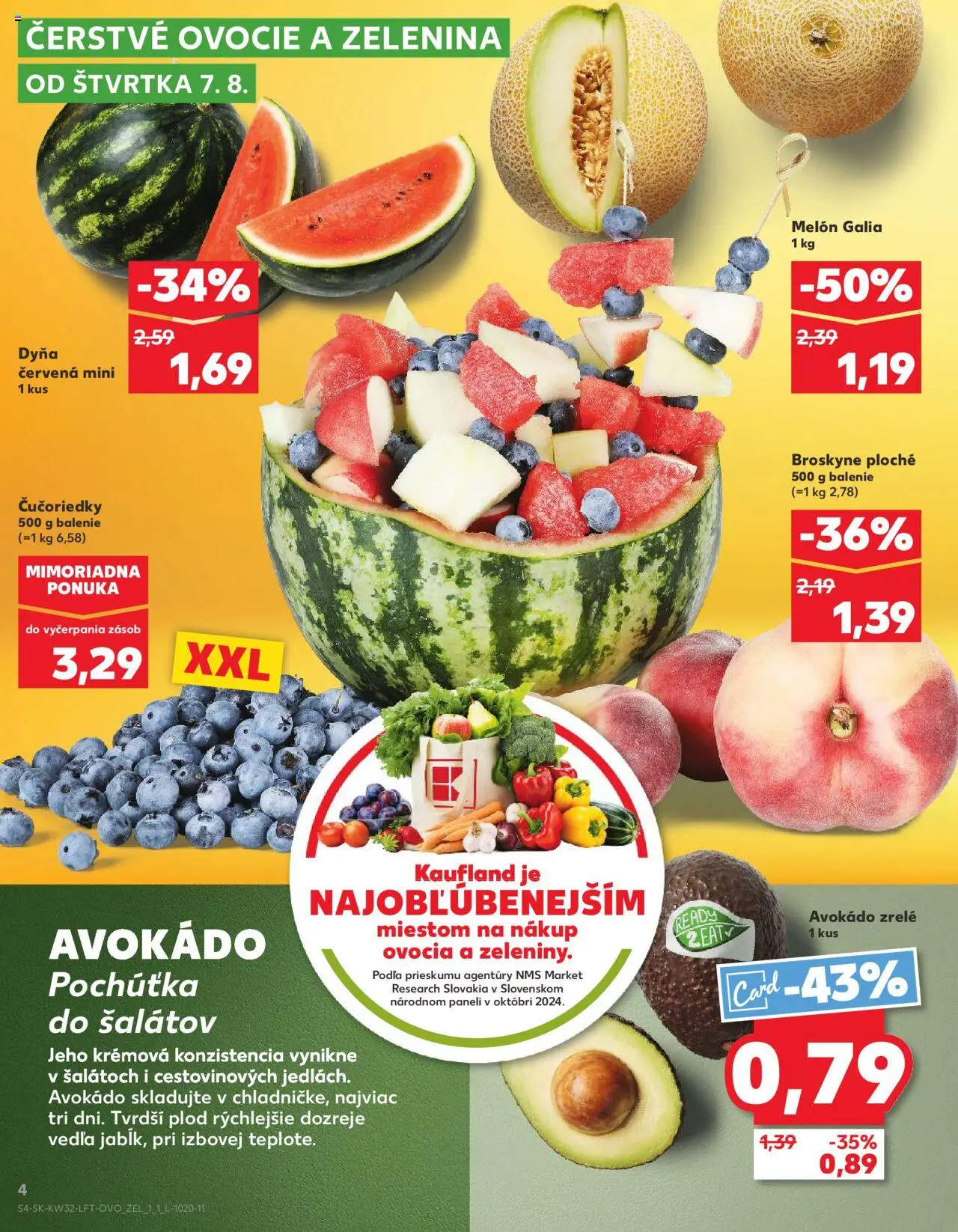 Kaufland SK akciós ujság - amely érvényes a következő dátumtól: 07.08.2025 | Oldal: 4 | Termékek: Avokádó