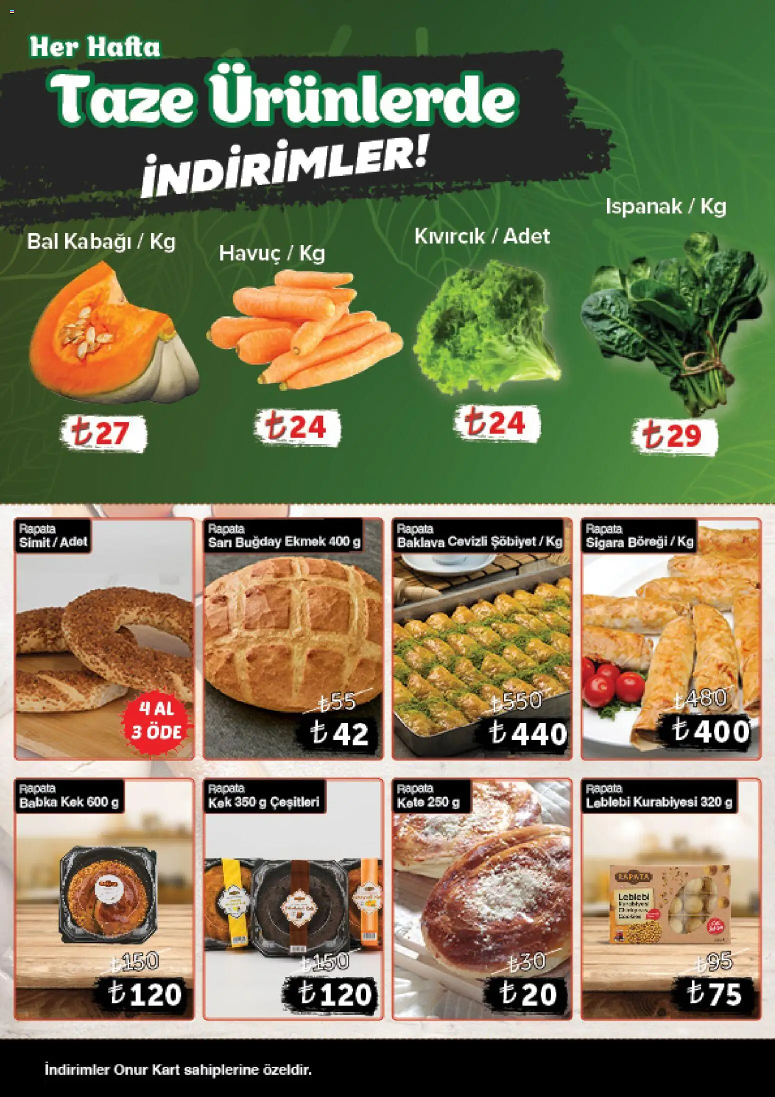 Onur Market Katalog Gurme - Bursa - 09.01.2026 tarihinden itibaren geçerlidir | Sayfa: 4 | Ürünler: Ekmek, Ispanak, Simit, Havuç