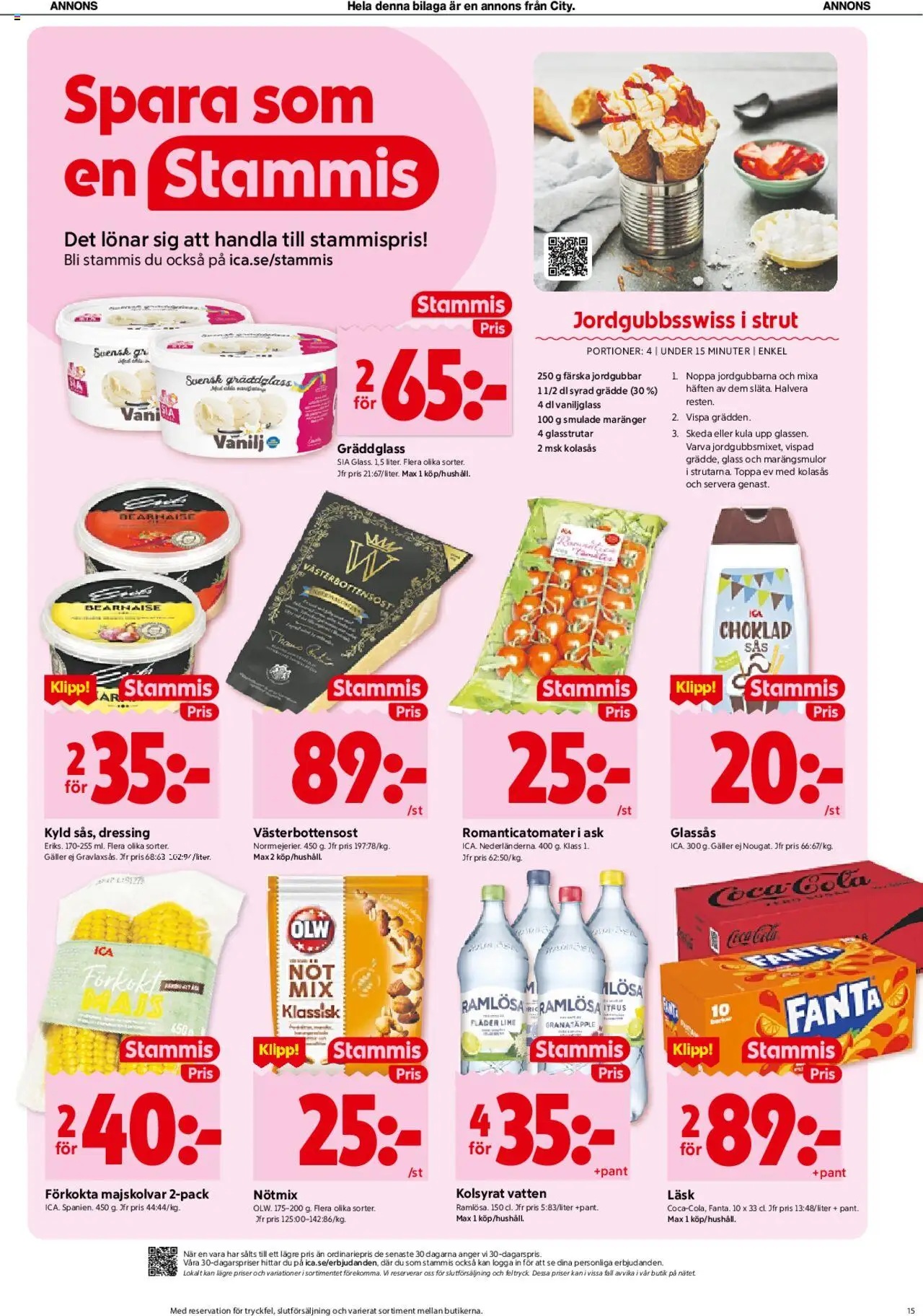 ICA Kvantum reklamblad aktuell från 16.06.2025 | Sida: 15 | Produkter: Galler, Coca cola, Glass, Grädde